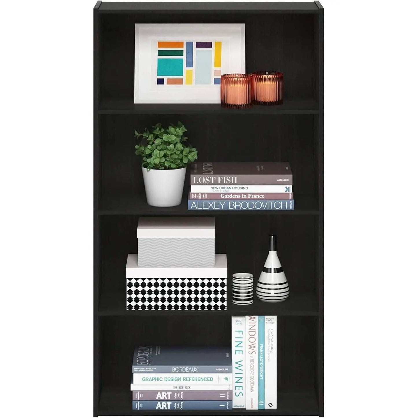 Espresso Four Tier Bookcase Bookshelf Storage Shelves from PriceLows™