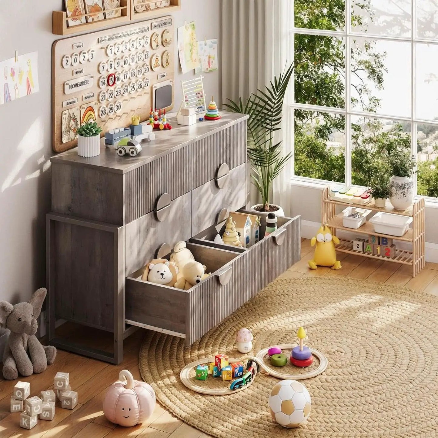 Slate Gray Dresser Semicylinder Drawer Fronts FiftyInches from PriceLows™