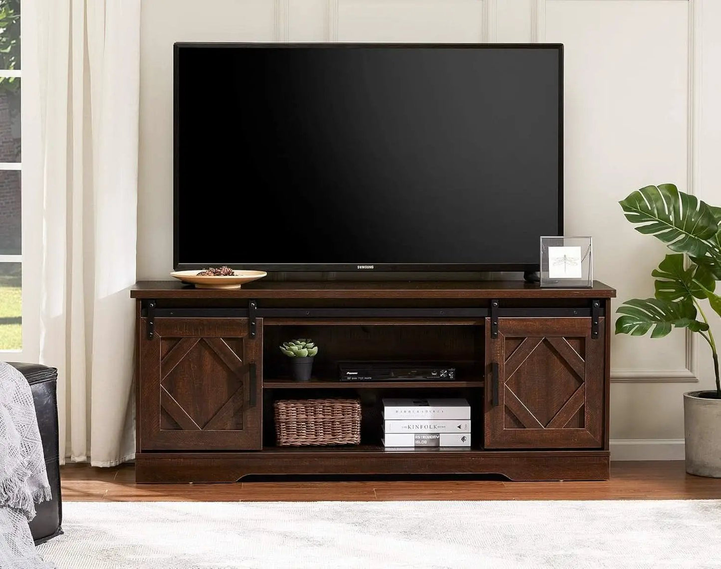 Rustic Sliding Barn Door TV Stand For 65 Inch TVs Console from PriceLows™