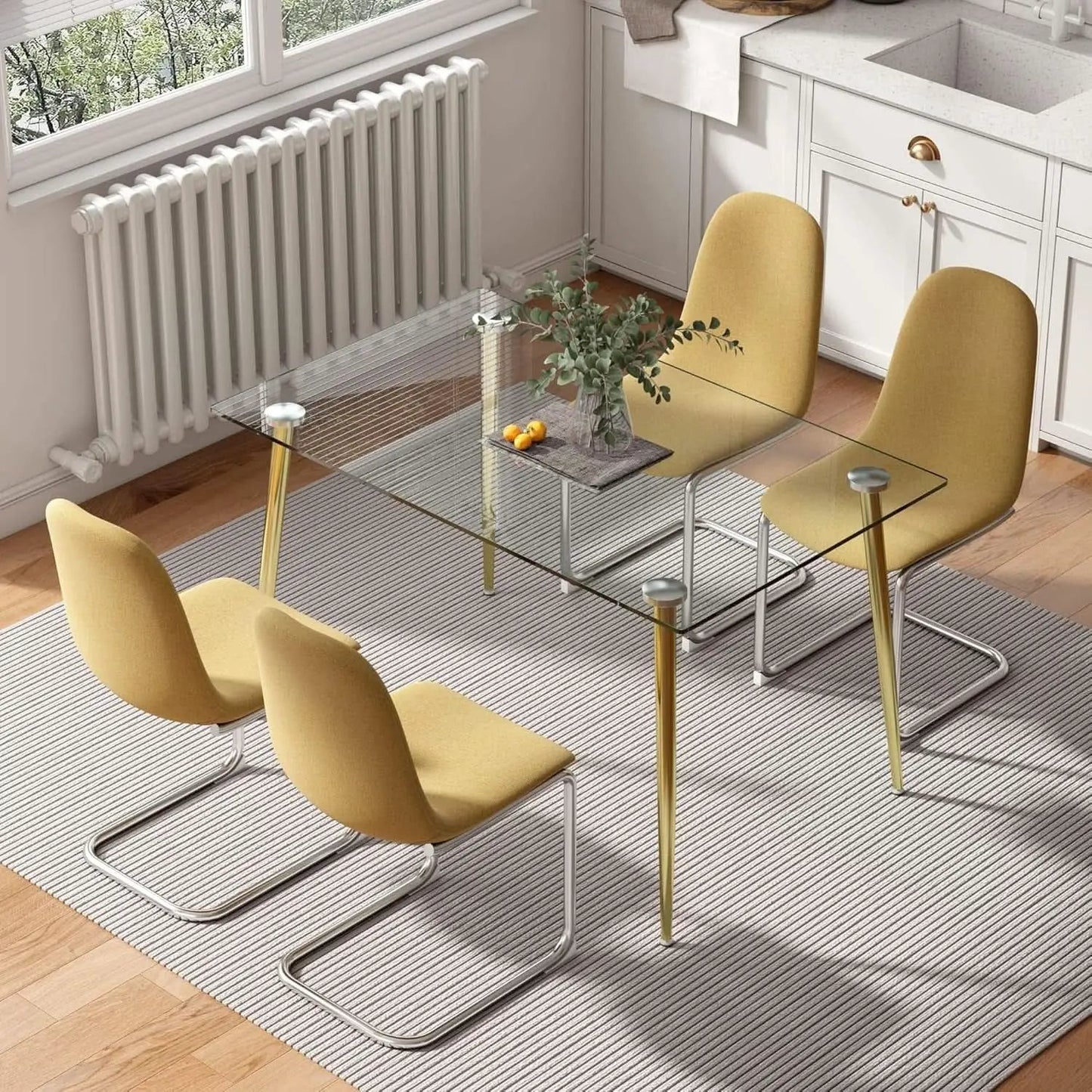 Glass Dining Table For 4 51 Inch Tempered Glass Gold Legs from PriceLows™