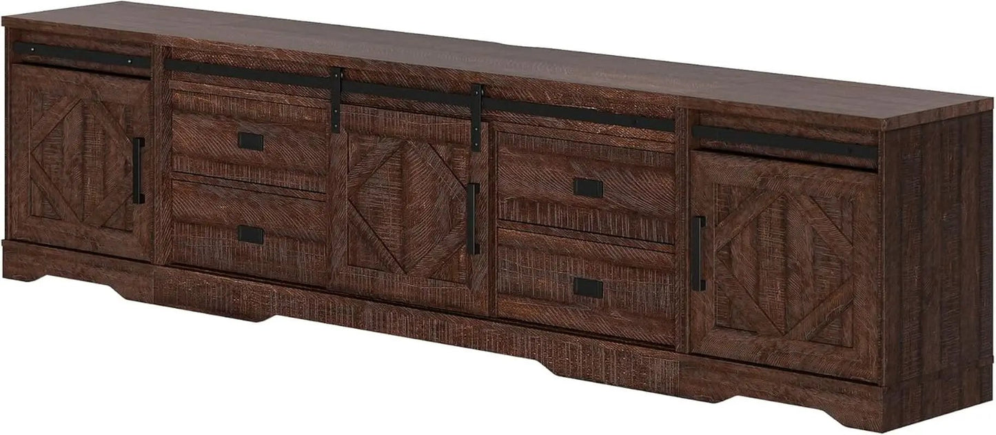 98.4 Inch Rustic Brown TV Stand With 4 Drawers And Shelves from PriceLows™