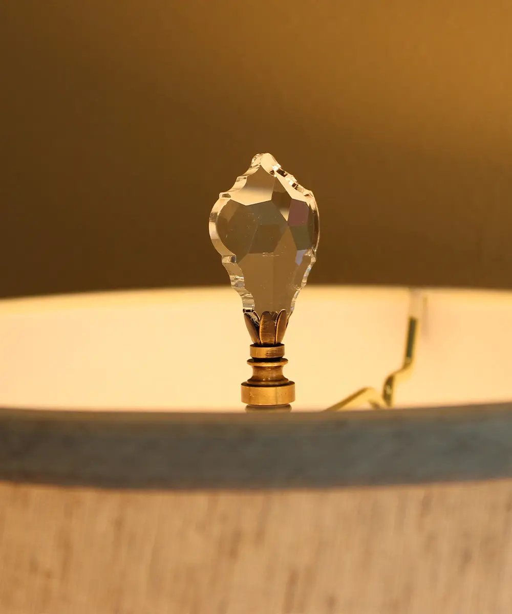 Lamp Finial | 2.75 Inch Gothic Cross | Swarovski Crystal | Antique Brass