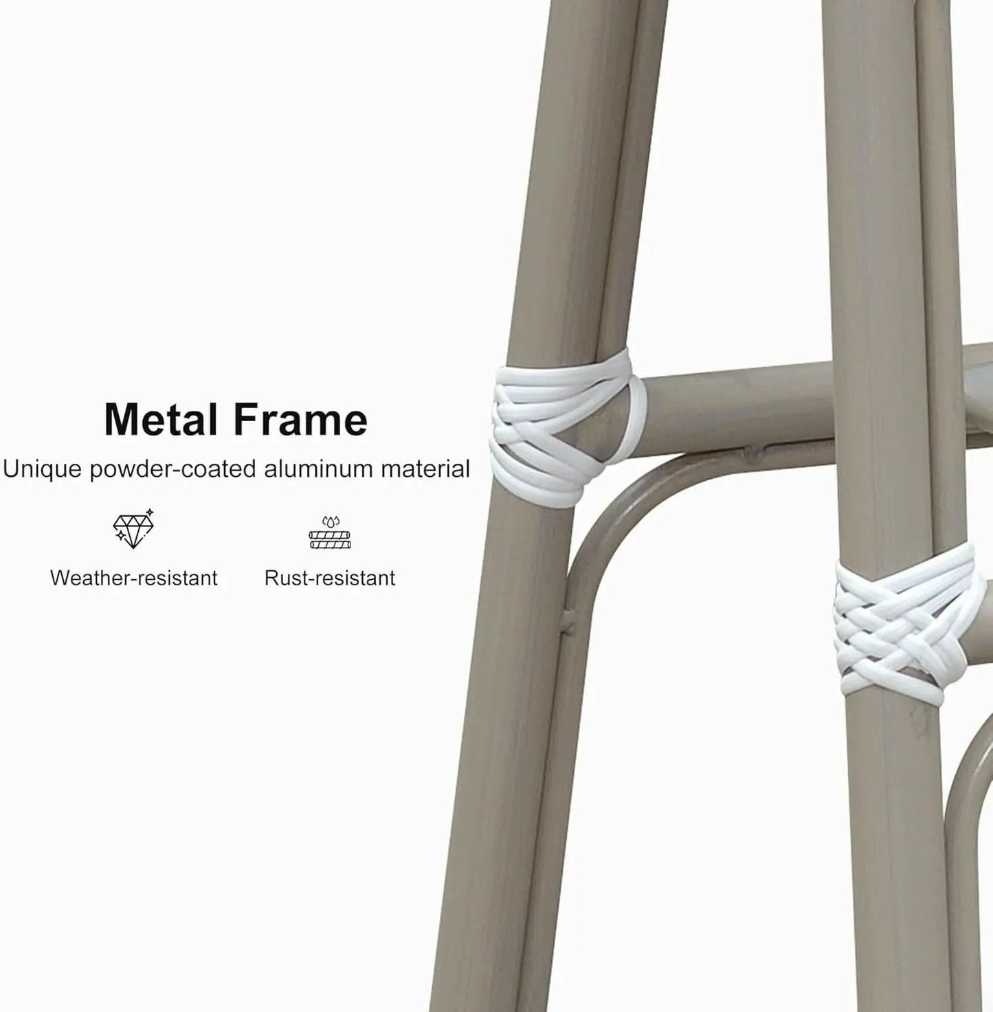 French Style Outdoor Bar Stools Set Of 2 27 Inch White And Grey from PriceLows™