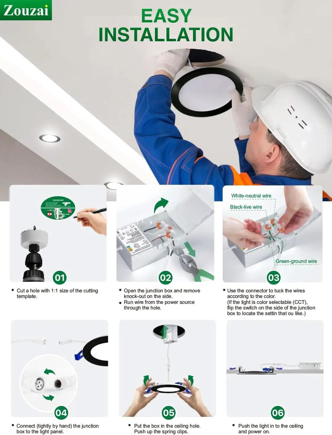 Six Inch Black LED Recessed Ceiling Light 5CCT Dimmable With Junction Box 24 Pack from PriceLows™
