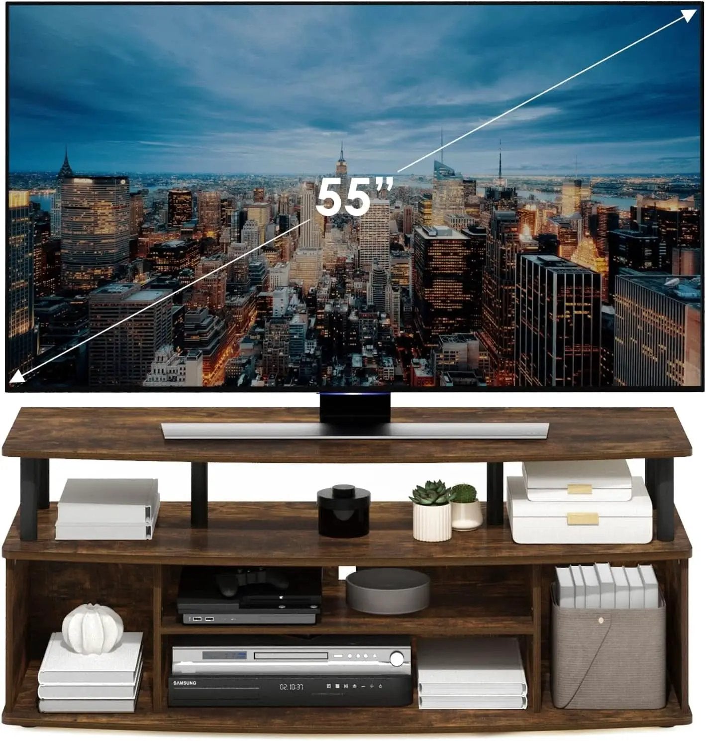Jaya Amber Pine TV Stand for 55 Inch TV with Storage from PriceLows™