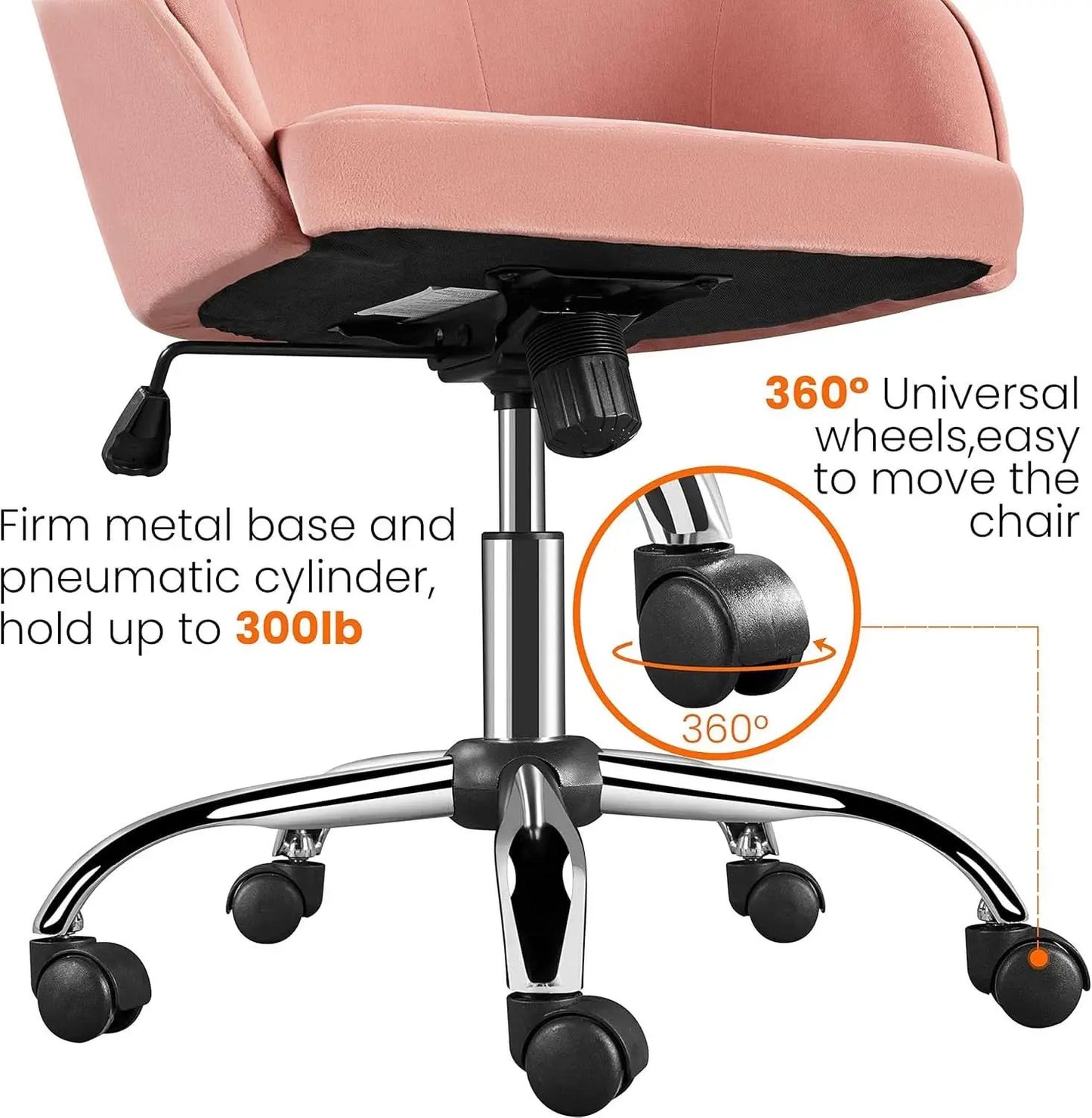 Pink Velvet Desk Chair With Swivel Office Chair Modern from PriceLows™