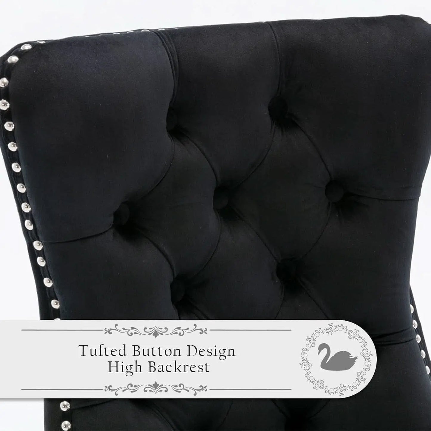 Black Velvet Dining Chairs Set Of 4 With Nailhead Trim from PriceLows™