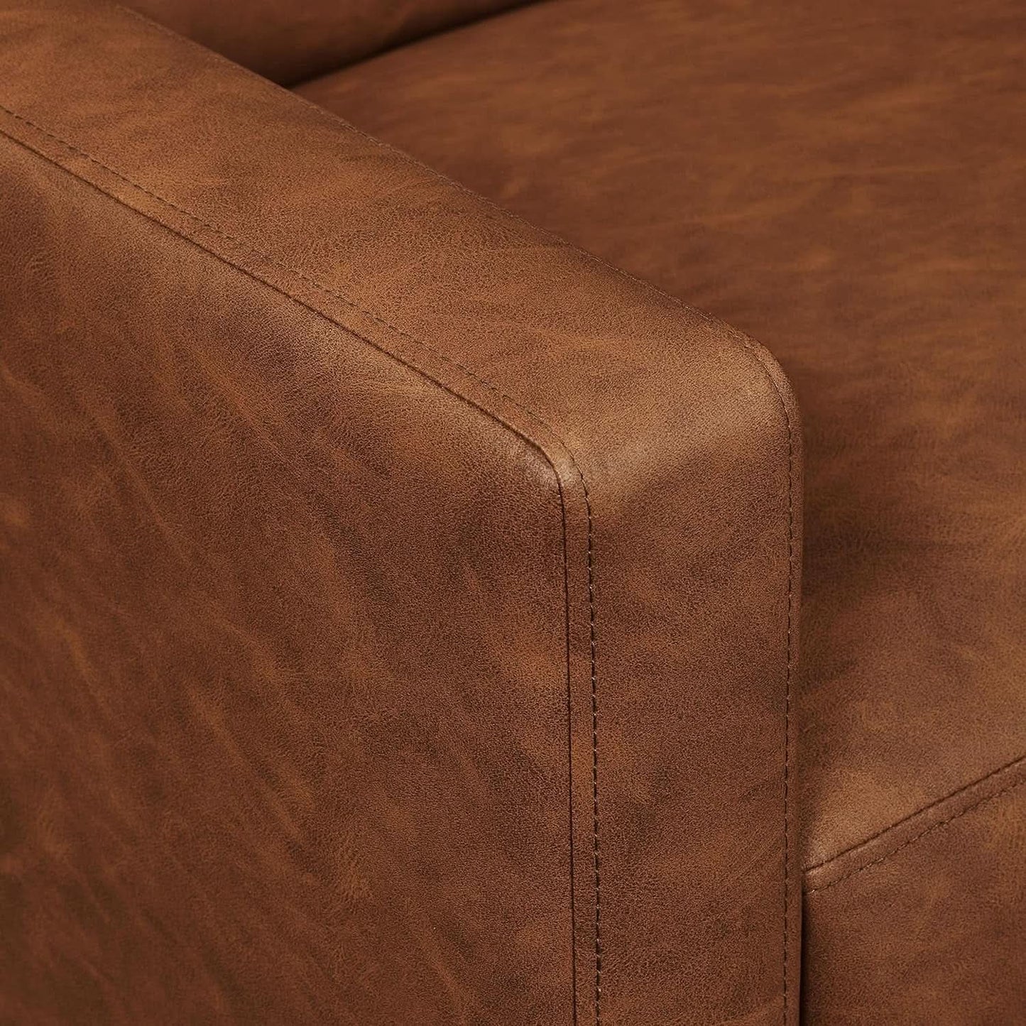 Brown Faux Leather Recliner Sofa Adjustable Back Footrest from PriceLows™