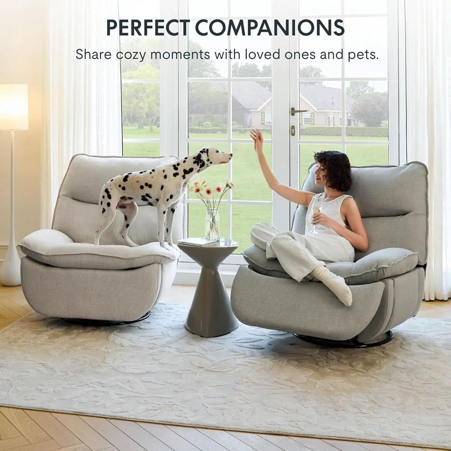 White Three Sixty Degree Swivel Rocker Recliner Chair from PriceLows™