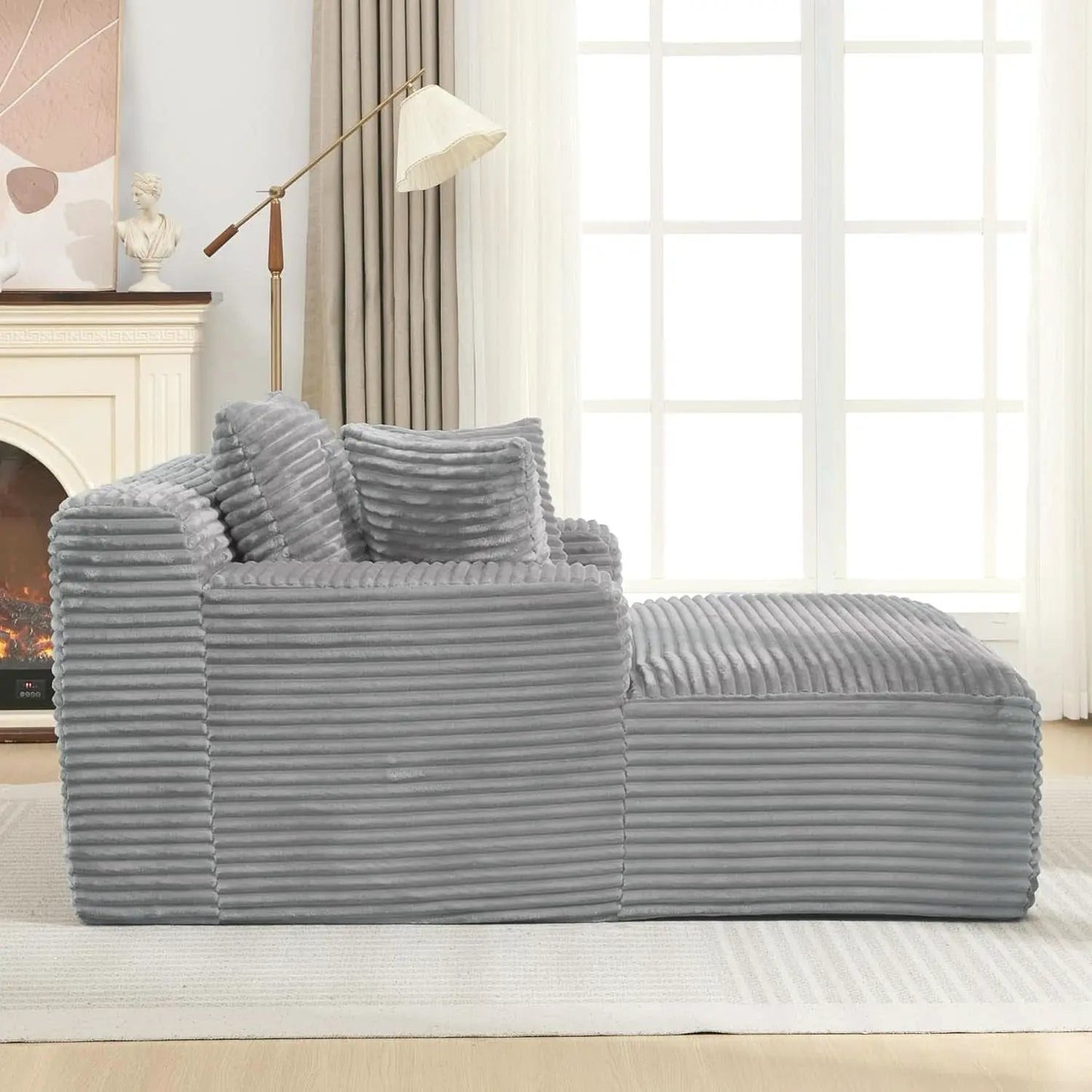 Oversized Chaise Lounge With Deepseat Corduroy Upholstery from PriceLows™