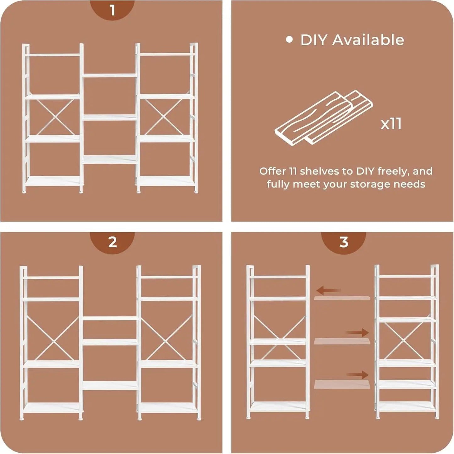 White 11 Shelf Open Display Bookcase For Home Office from PriceLows™
