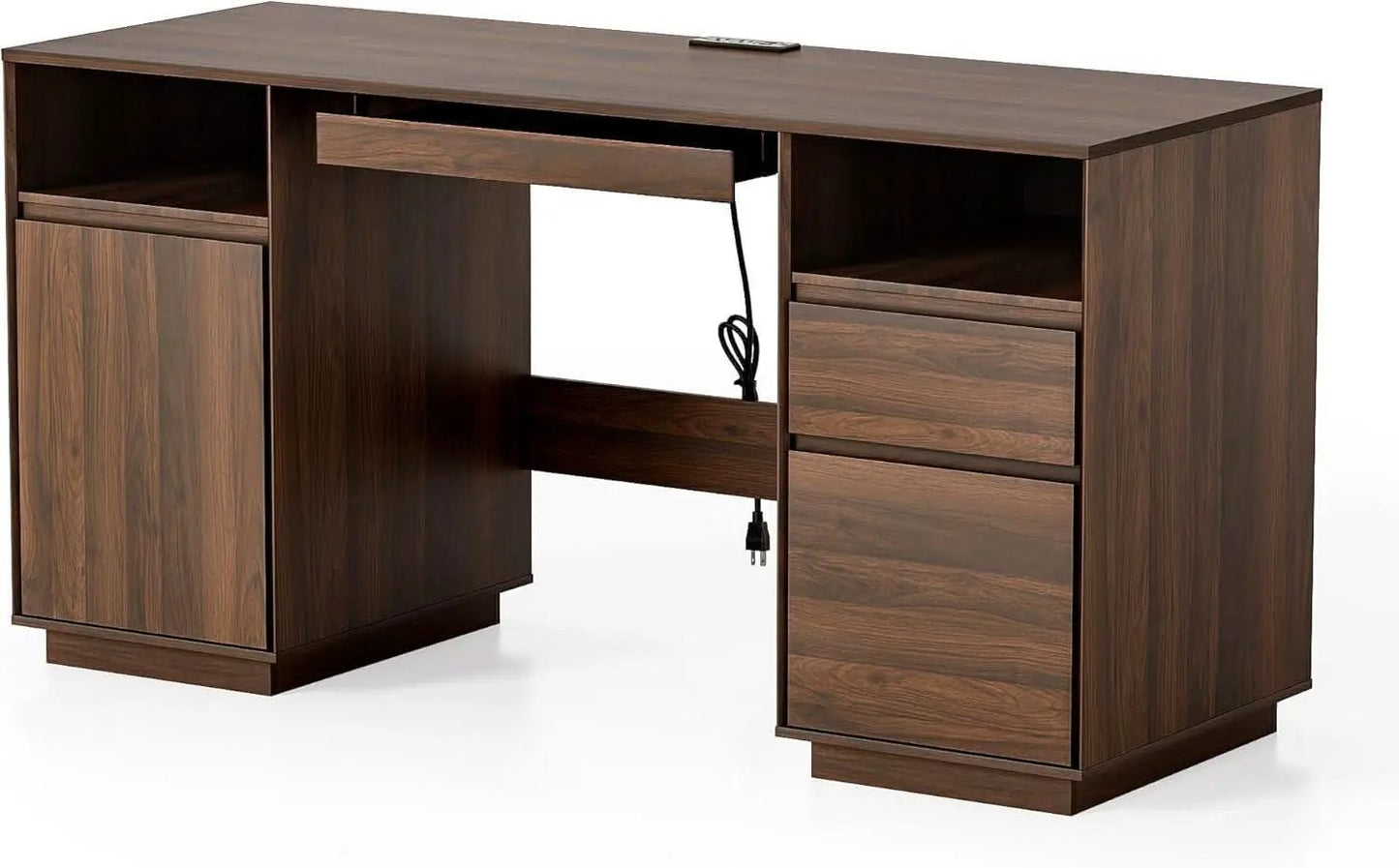 Farmhouse Executive Desk With Charging Station Brown from PriceLows™