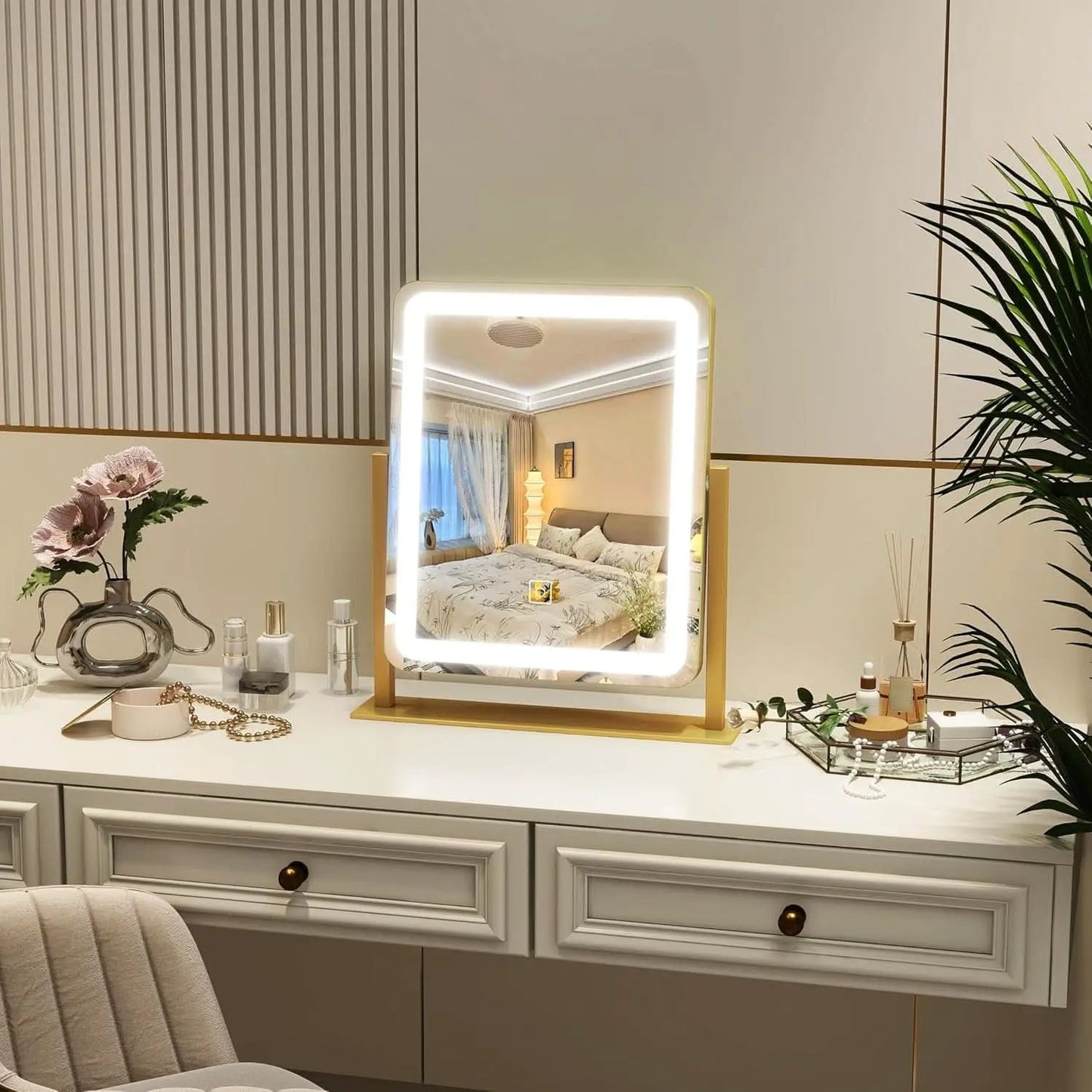 Vanity Makeup Mirror With Lights 12.6x15 Gold Touch Control from PriceLows™