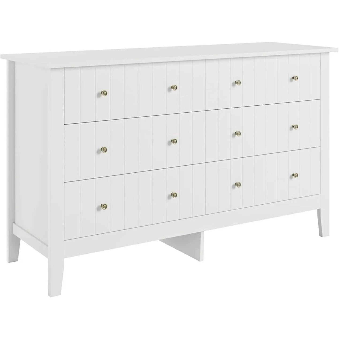 Modern White 52.4 Inch Wide 6 Drawer Dresser Chest Storage from PriceLows™