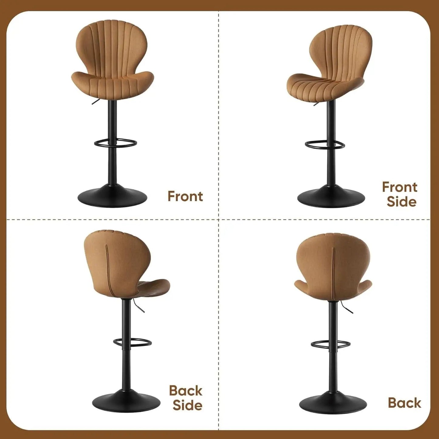Bar Stools Set Of 3 Brown Counter Height Swivel Chairs With High Back from PriceLows™