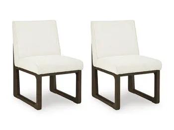 Radkin Dining Side Chairs | Set Of 2 | Off White And Brown | Upholstered Seats