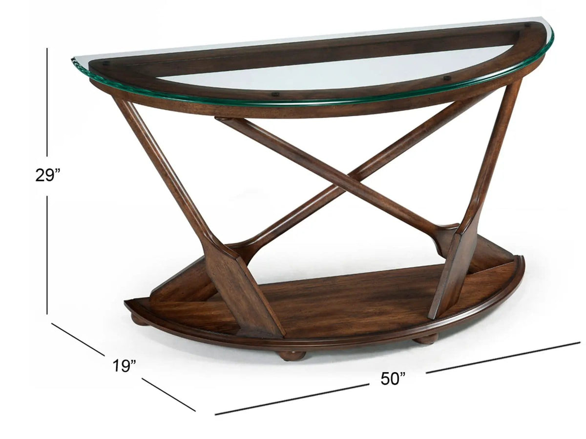 Beaufort Sofa Table With Base And Glass Top | Sofa Table | Oak Veneer & Glass | Dark Oak