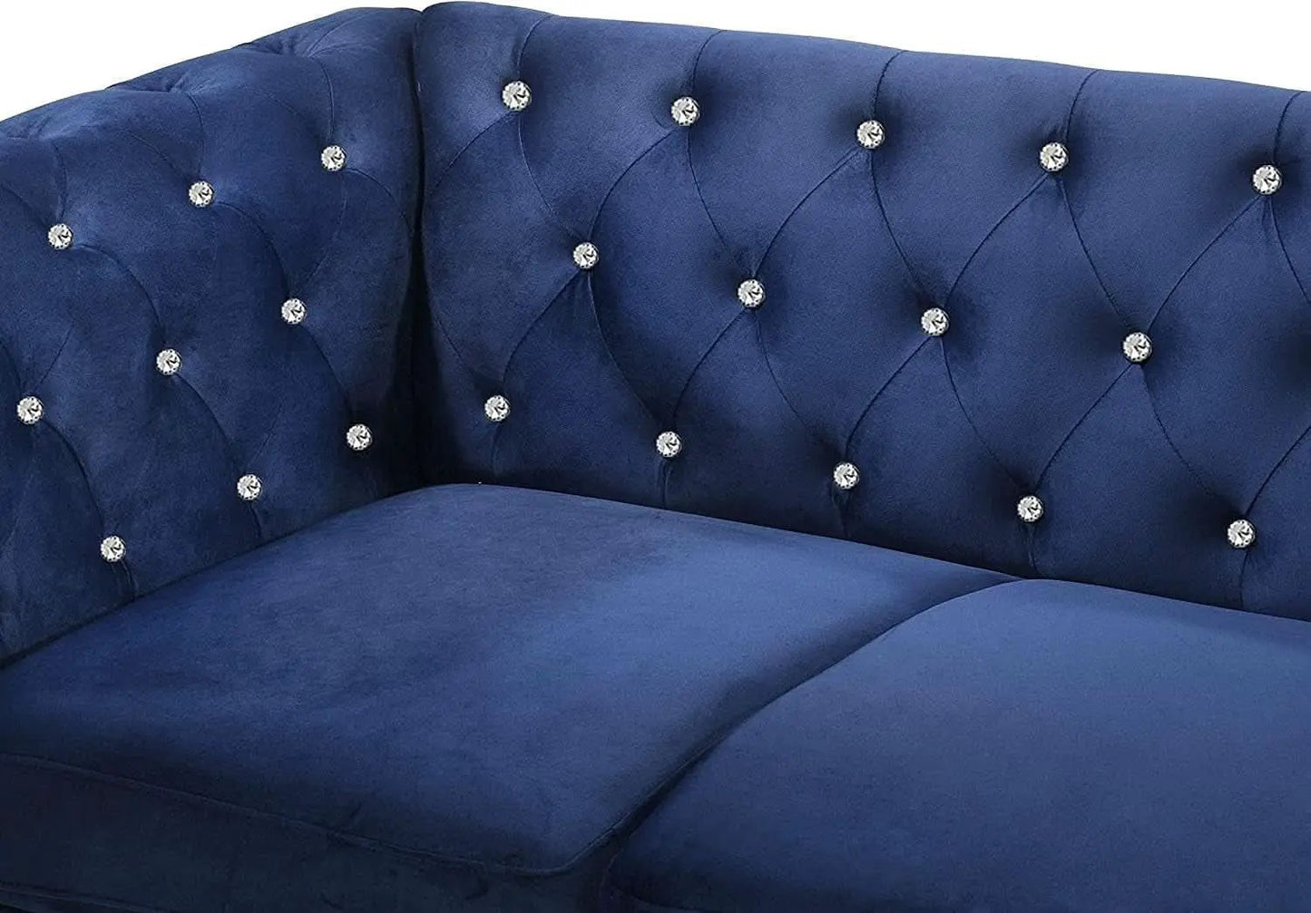 Royal Blue Crystal Tufted Velvet Sofa and Loveseat Set from PriceLows™