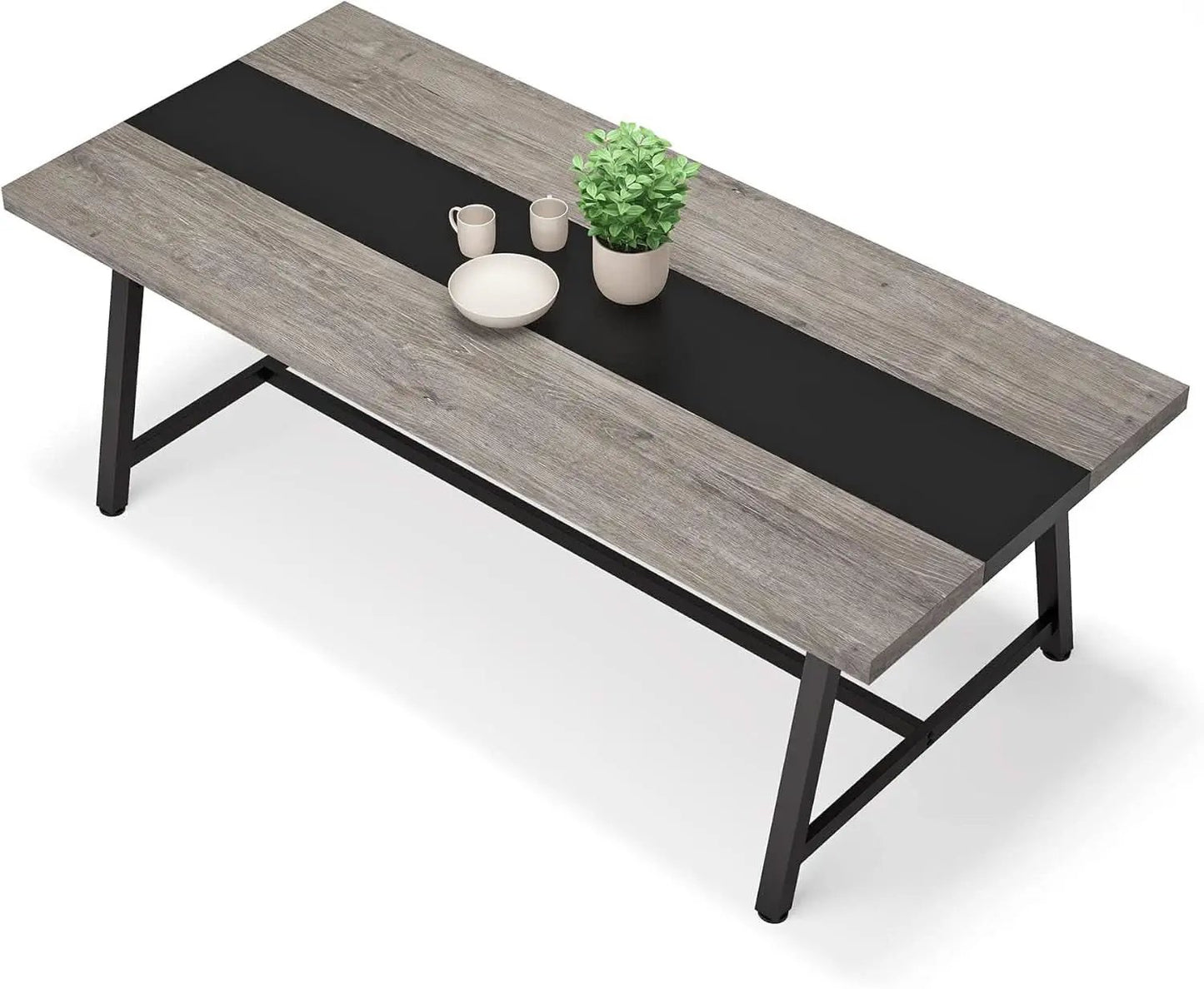 70.87 Inch Dining Table For 8 With Metal Frame In Gray from PriceLows™