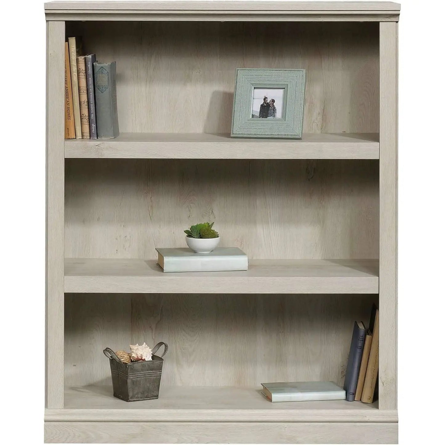 Three Shelf Bookcase Chalked Chestnut Finish With Adjustable Shelves from PriceLows™