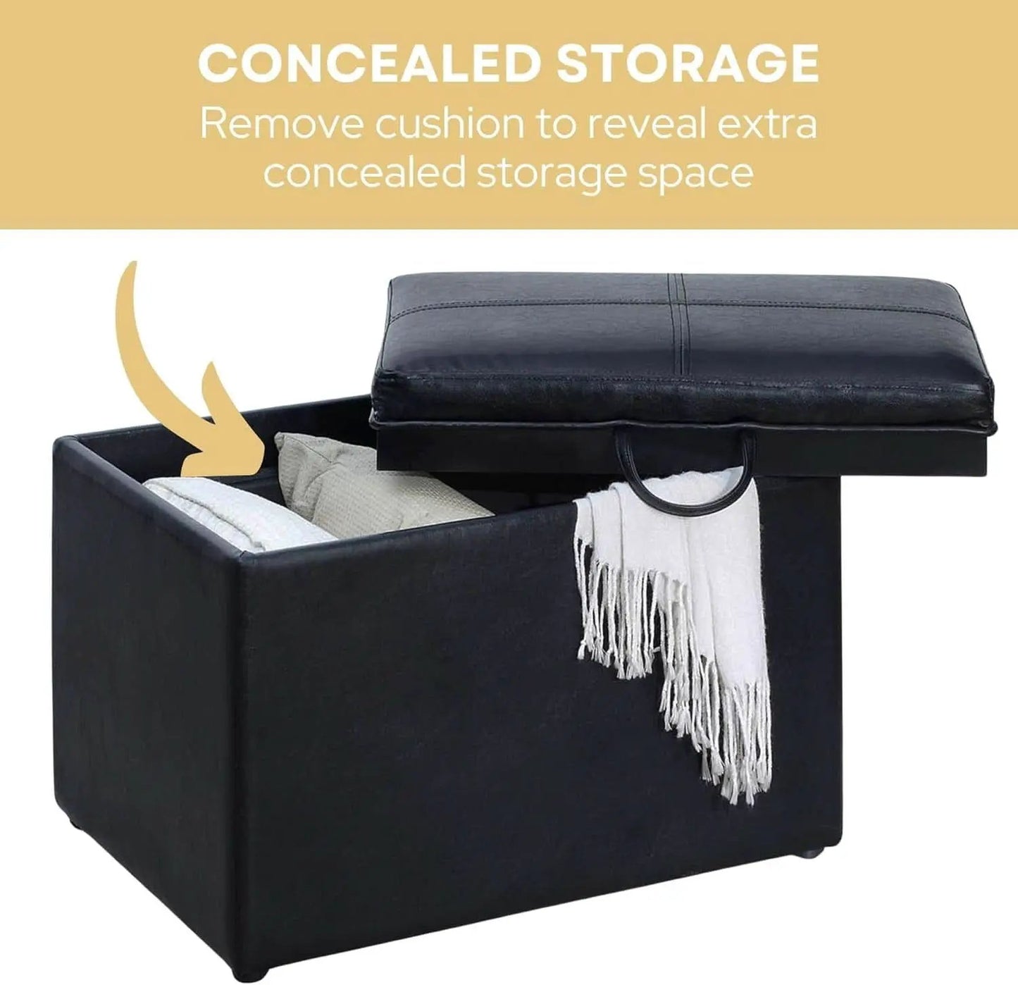 Accent Storage Ottoman 22 Point 75 Inches Charcoal Jet Black from PriceLows™