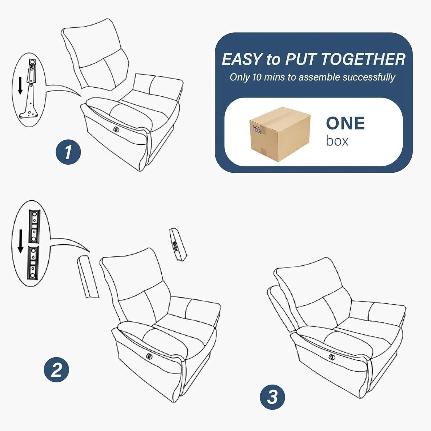 Swivel Rocker Recliner Chair Gray Fabric For Small Spaces from PriceLows™
