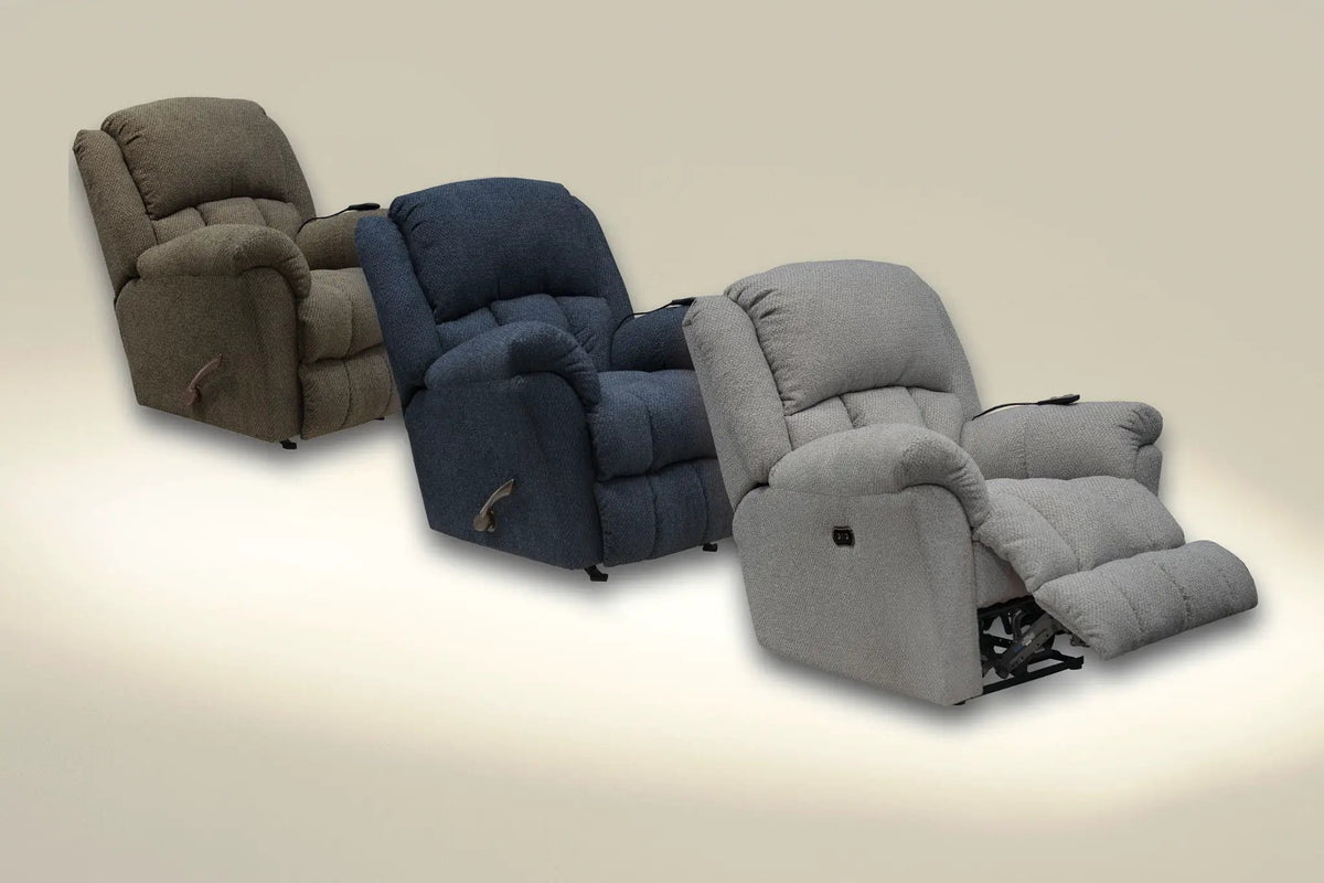 Blarney Power Recliner | Deluxe Heat And Massage | Textured Polyester Fabric | Pub-Back Design