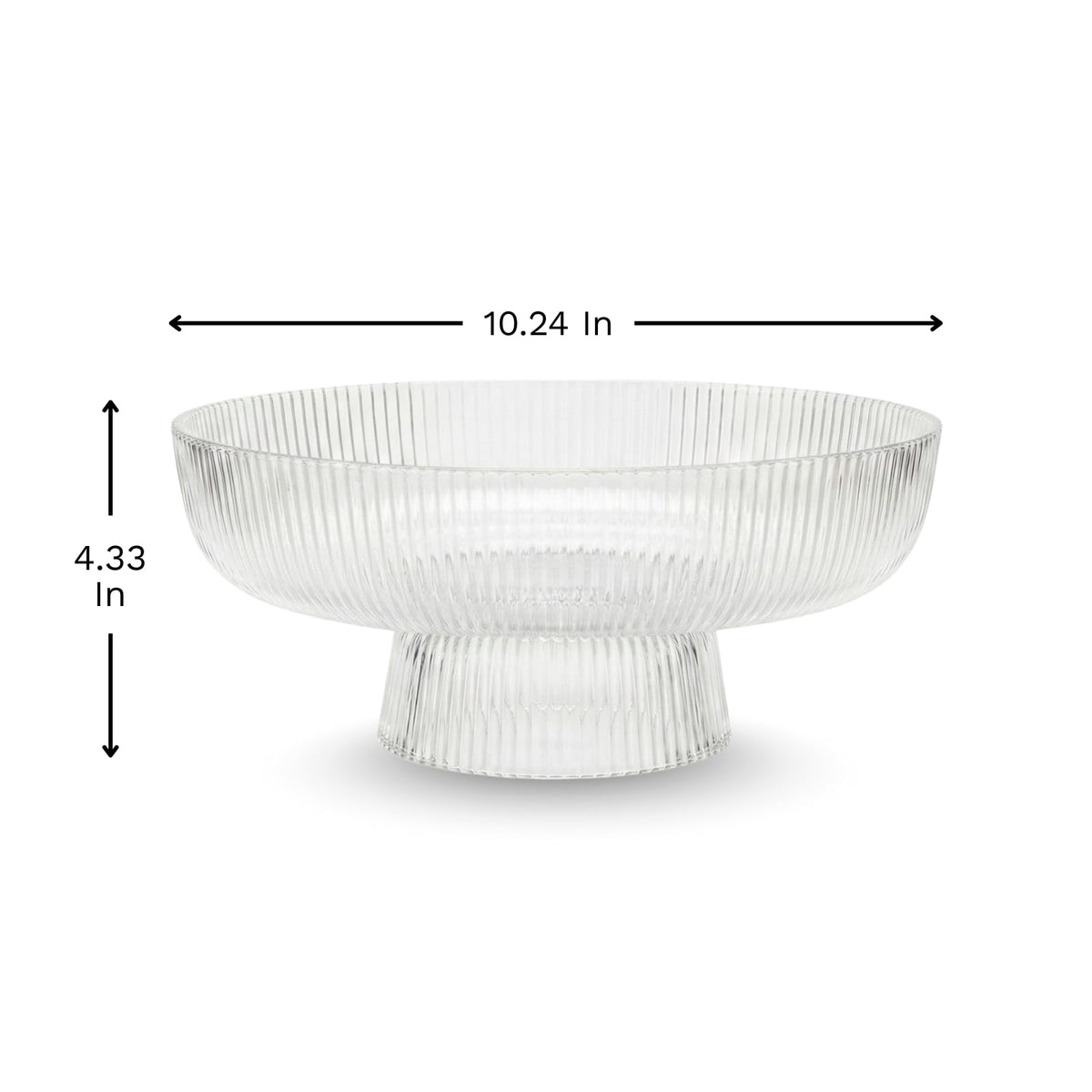 Decorative Fluted Transparent Glass Bowl, Fruit, Snacks Sweets | Glass | Decorative Bowl | Entertaining