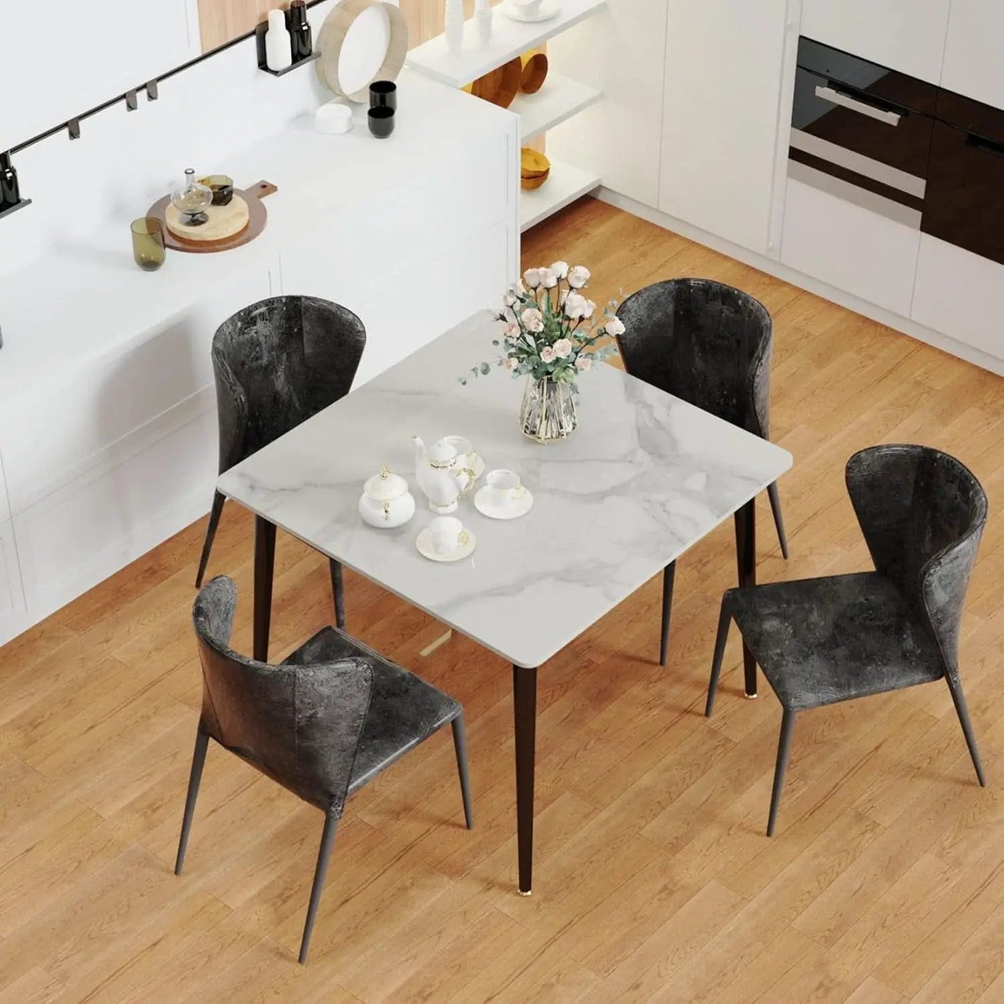 32 Inch Sintered Stone Dining Table With Black Legs from PriceLows™