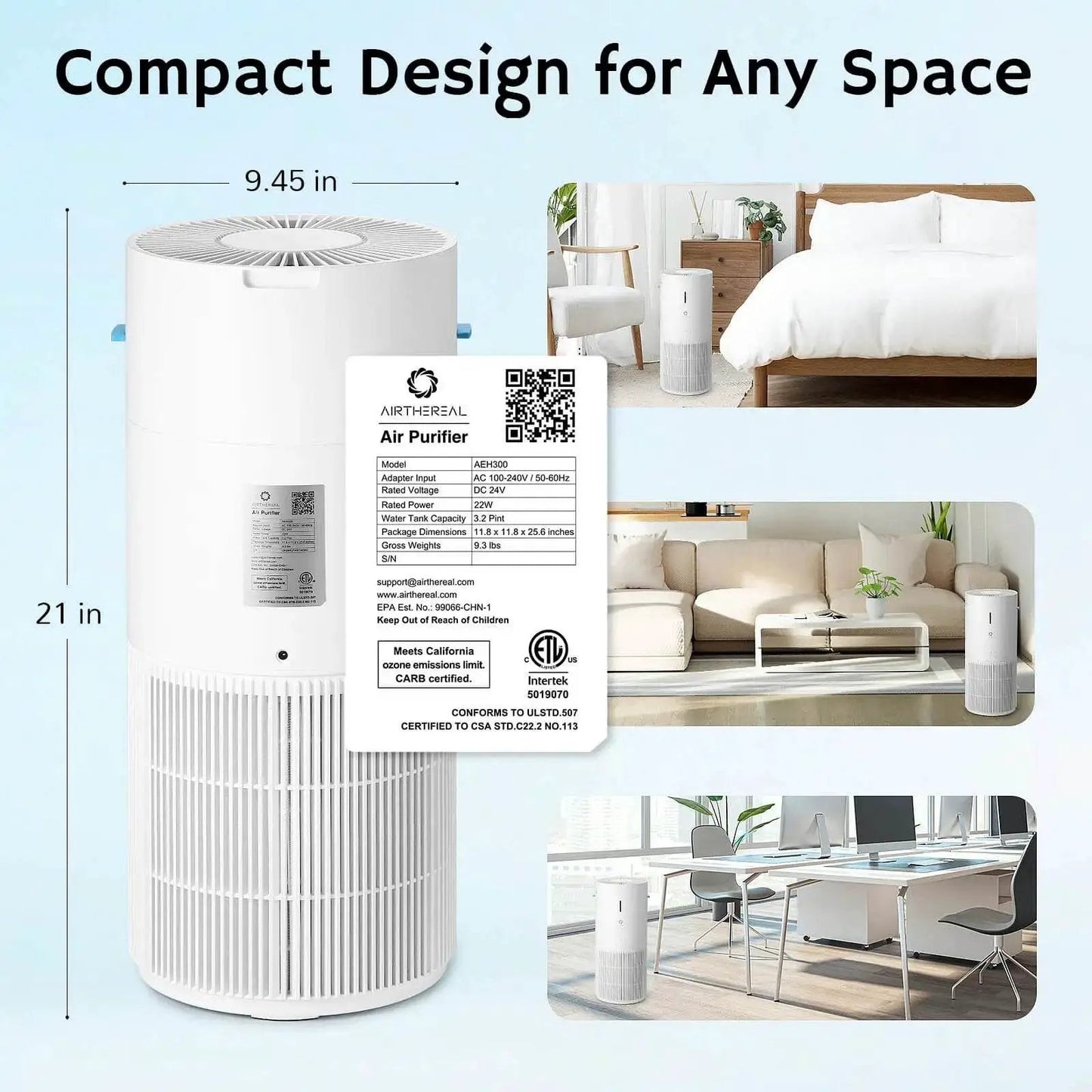 Ethereal Rain AEH300 Air Purifier & Humidifier Combo - European version from PriceLows™
