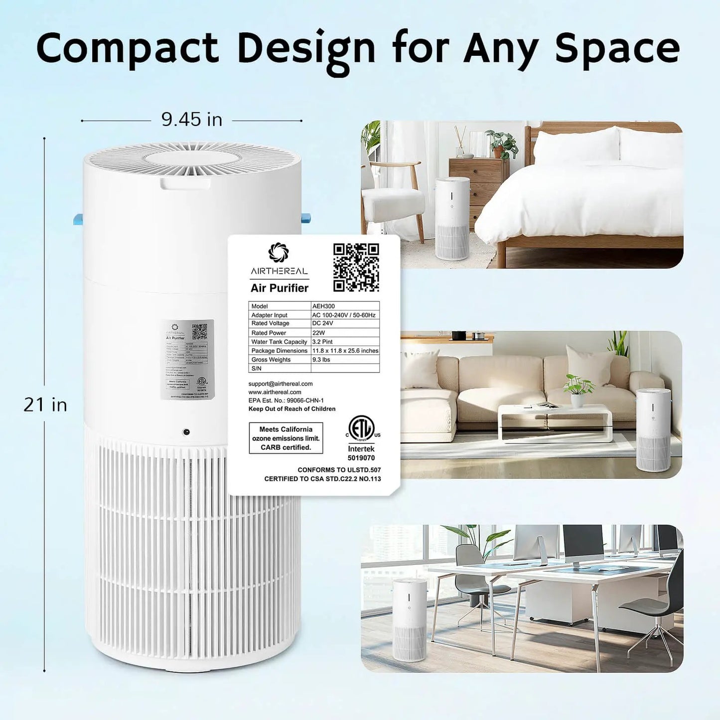 Ethereal Rain AEH300 Air Purifier & Humidifier Combo - European version from PriceLows™