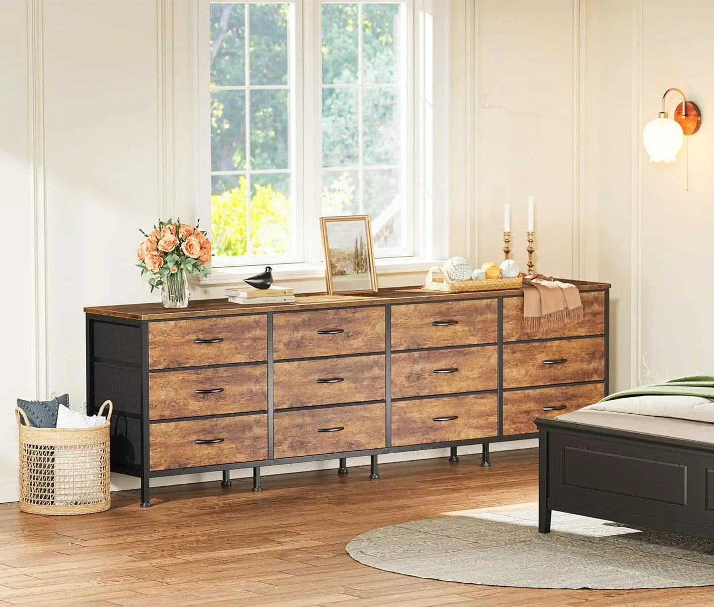 70 Inch Rustic Brown Dresser Entertainment Center TV Stand from PriceLows™
