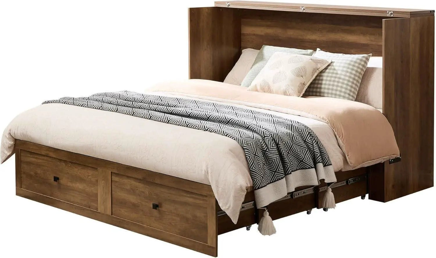 Murphy Bed Barnwood Queen Size Fits Small Spaces In Cabinet from PriceLows™