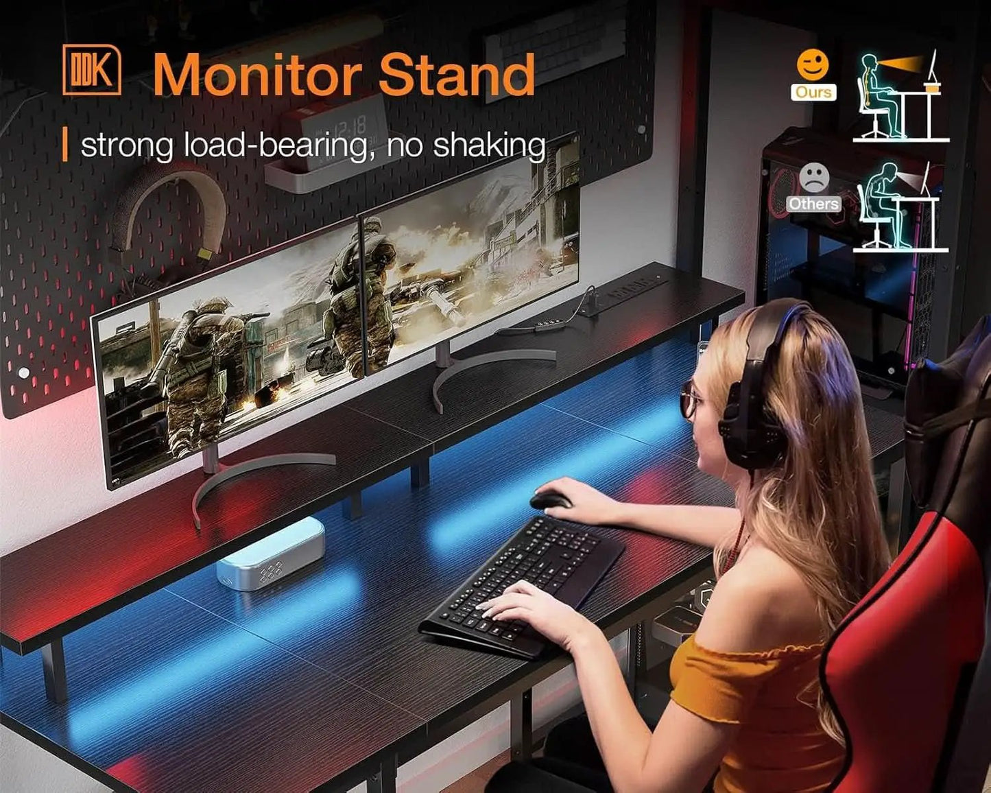 55 Inch Gaming Desk With Power Outlets For Home Office from PriceLows™