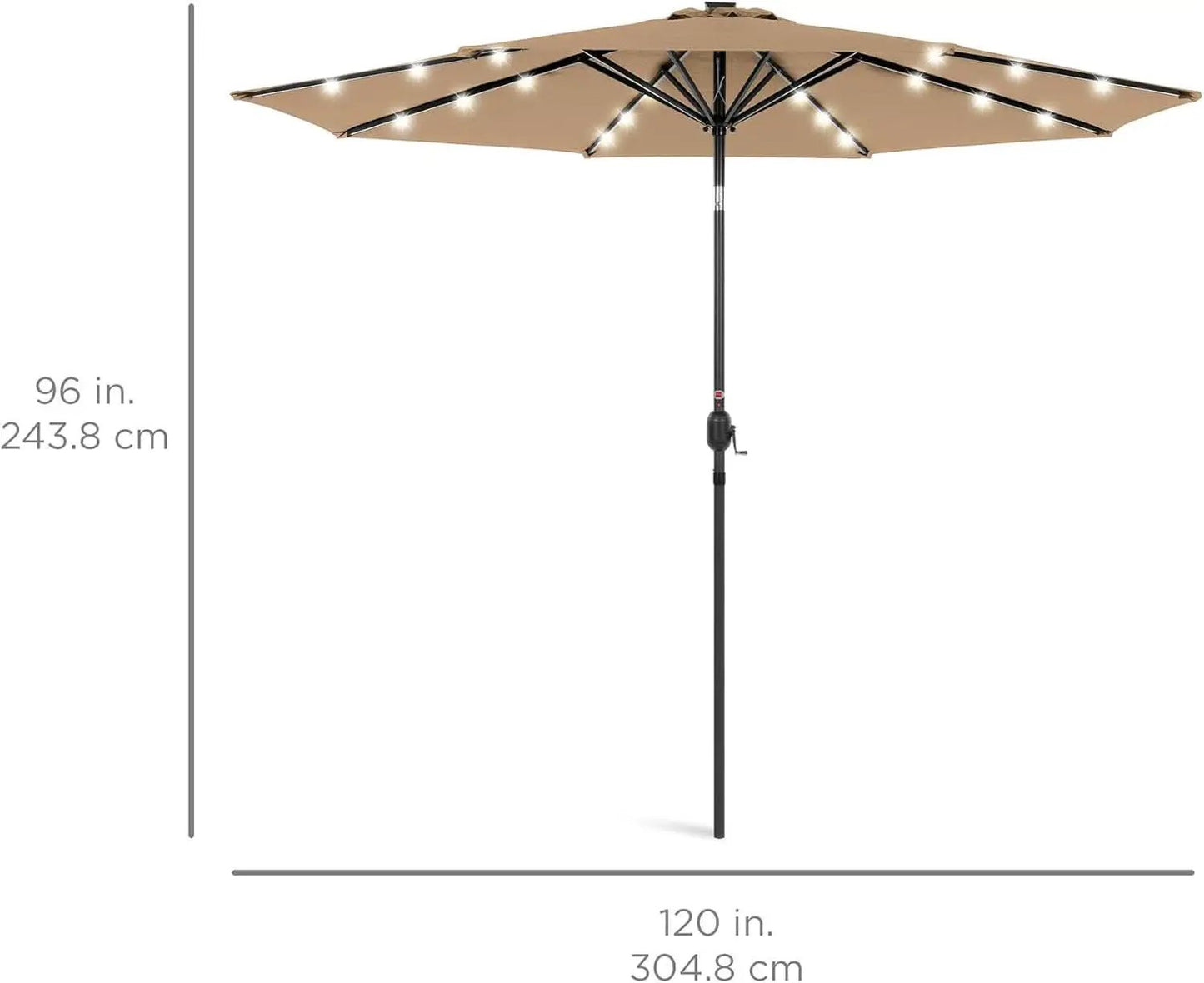 10 Ft Solar LED Patio Umbrella With Tilt Adjustment And UV Resistant Fabric All Weather Use from PriceLows™