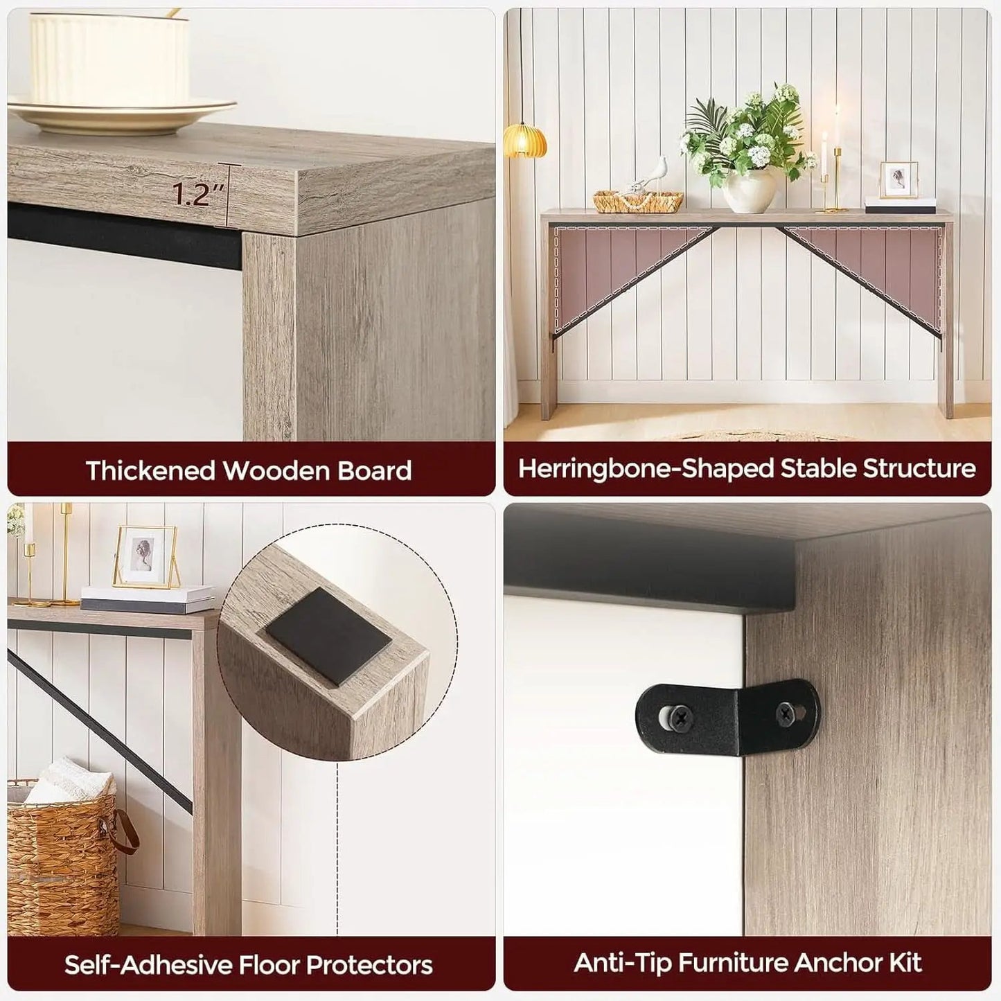 62.2 Inch Greige Industrial Console Table For Entryway from PriceLows™