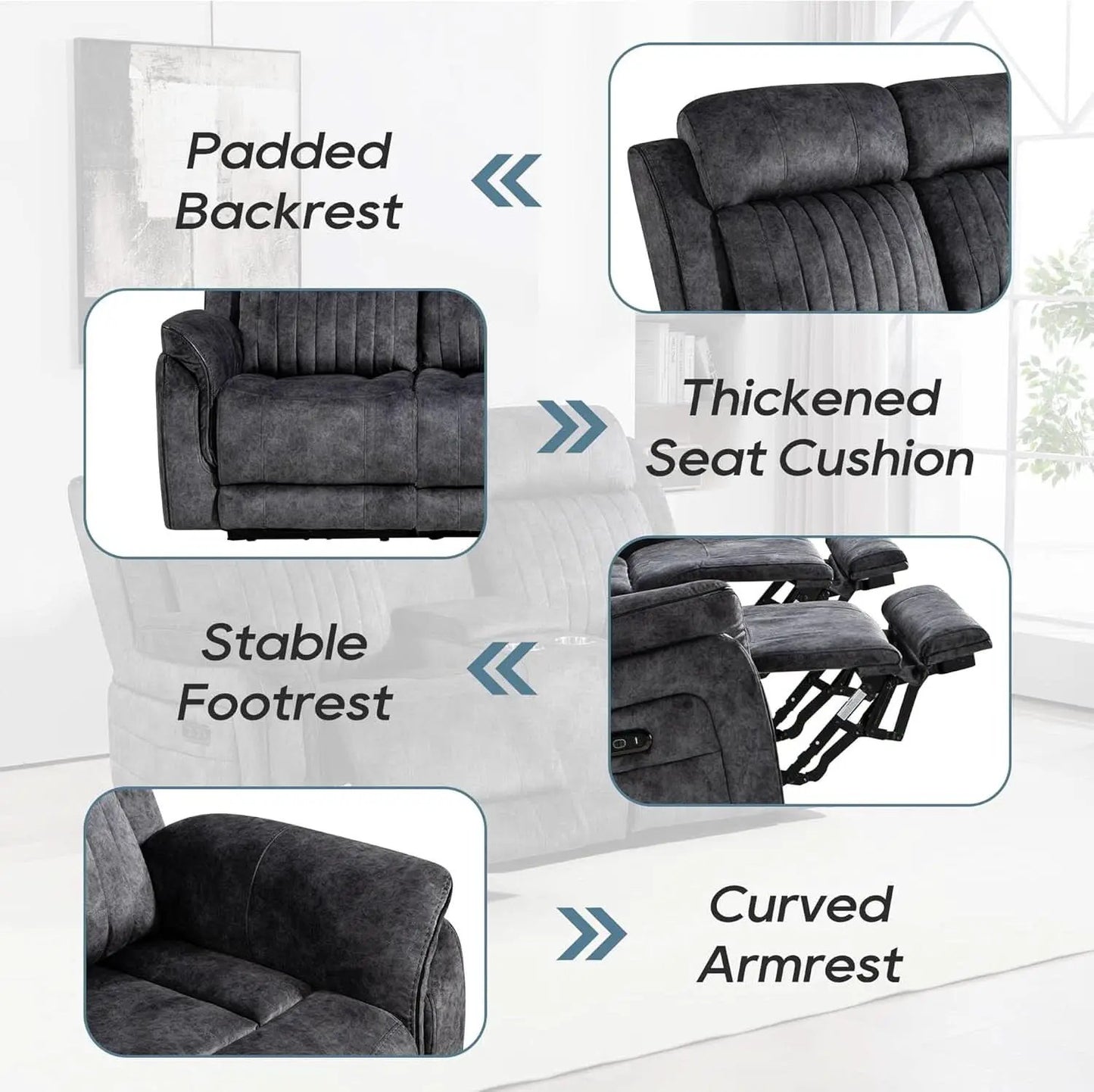 Zero Gravity Power Reclining Sofa Grey With USB Ports from PriceLows™