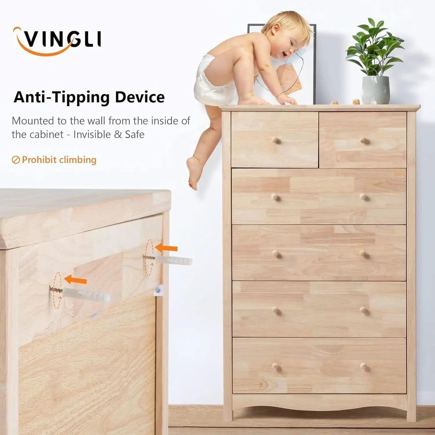 Unfinished Rubber Wood Six Drawer Dresser For DIY Finish from PriceLows™