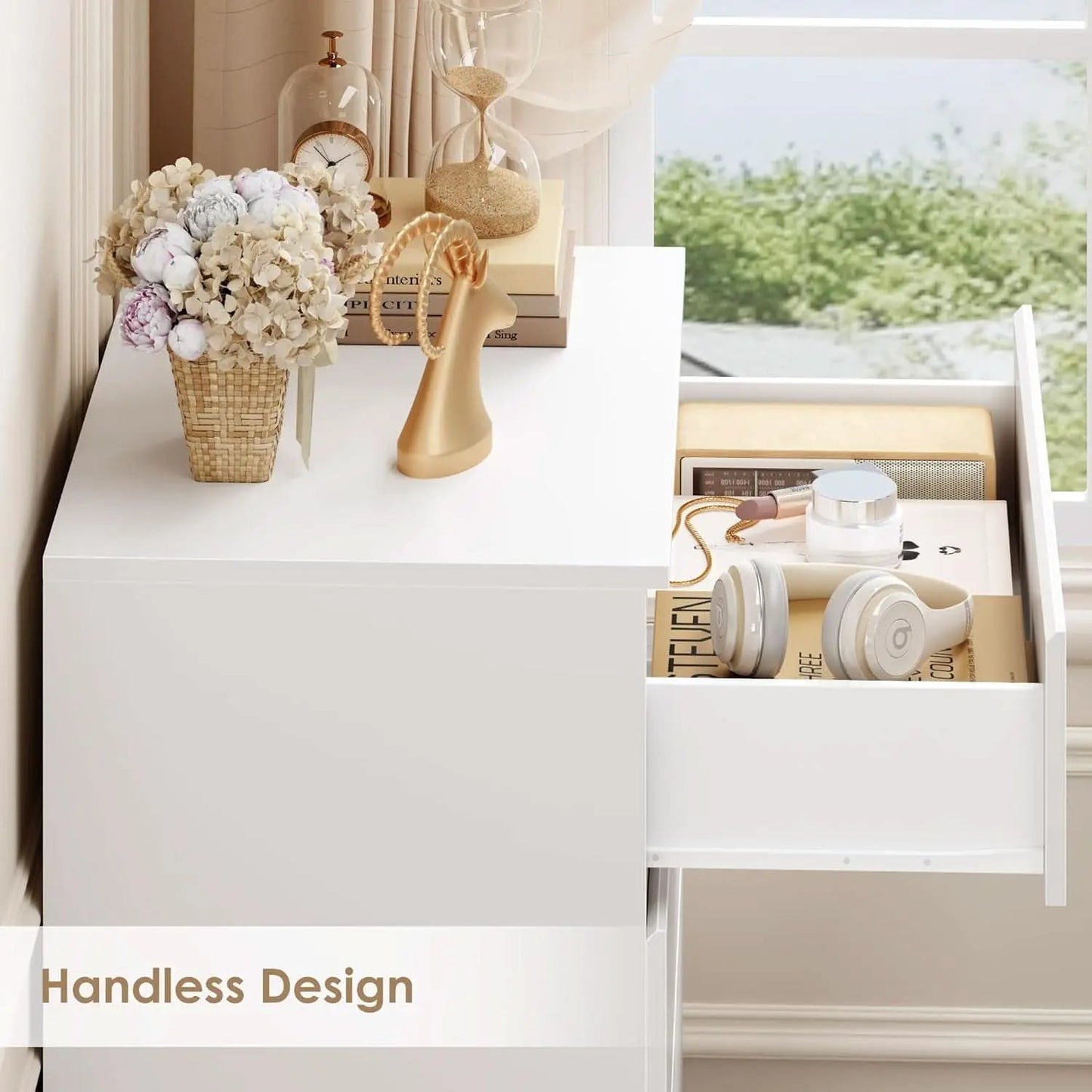 White Four Drawer Dresser Ultra Minimalist Cabinet from PriceLows™
