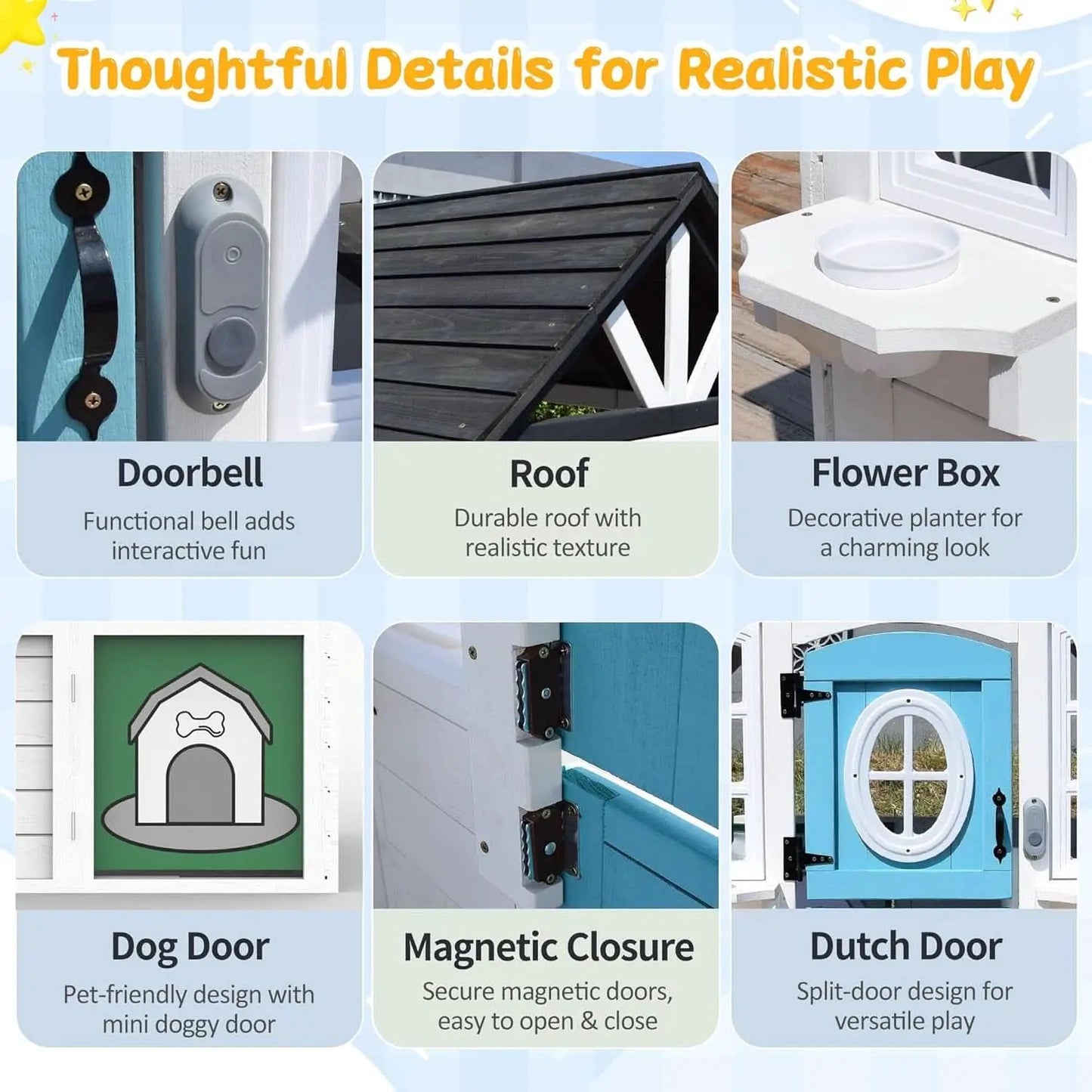 Wooden Outdoor Playhouse With Dutch Door Kitchenette from PriceLows™