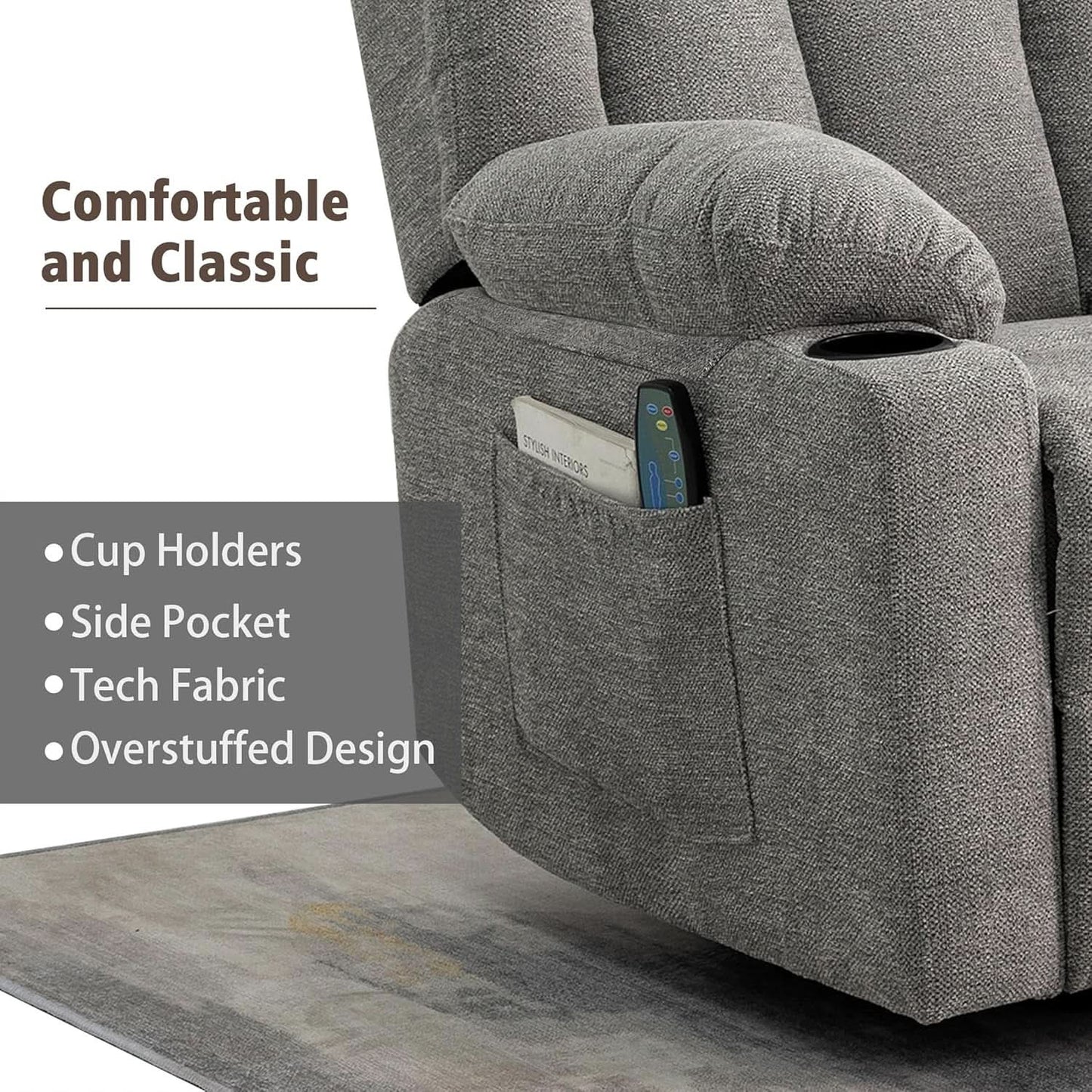 Large Rocker Swivel Recliner Chair With Massage And Heat from PriceLows™