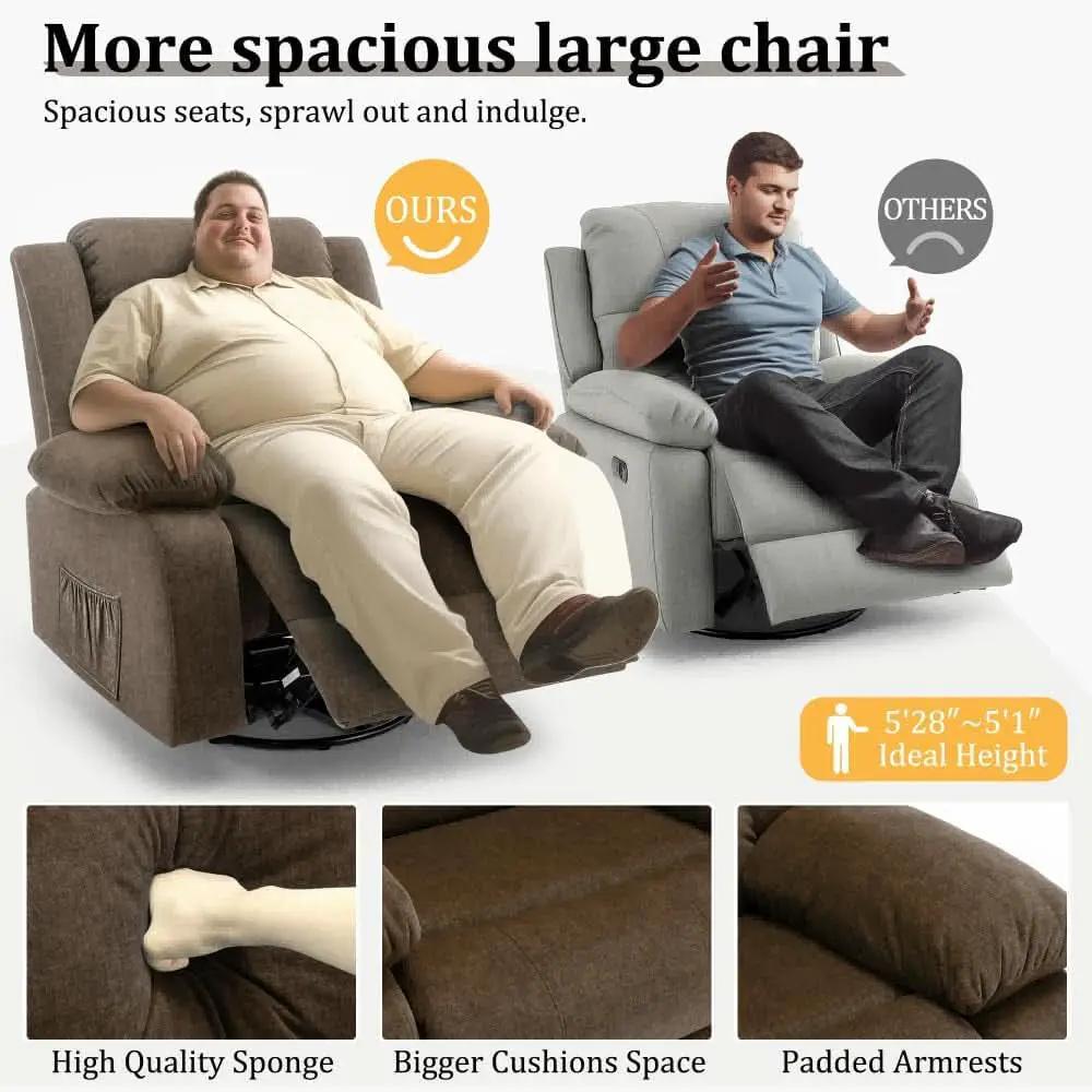 Brown Recliner Chair With 360 Swivel For Home Comfort from PriceLows™