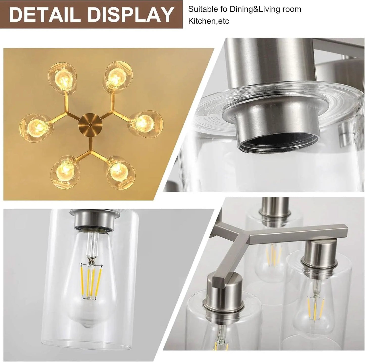 6 Light Farmhouse Brushed Nickel Pendant Chandelier from PriceLows™