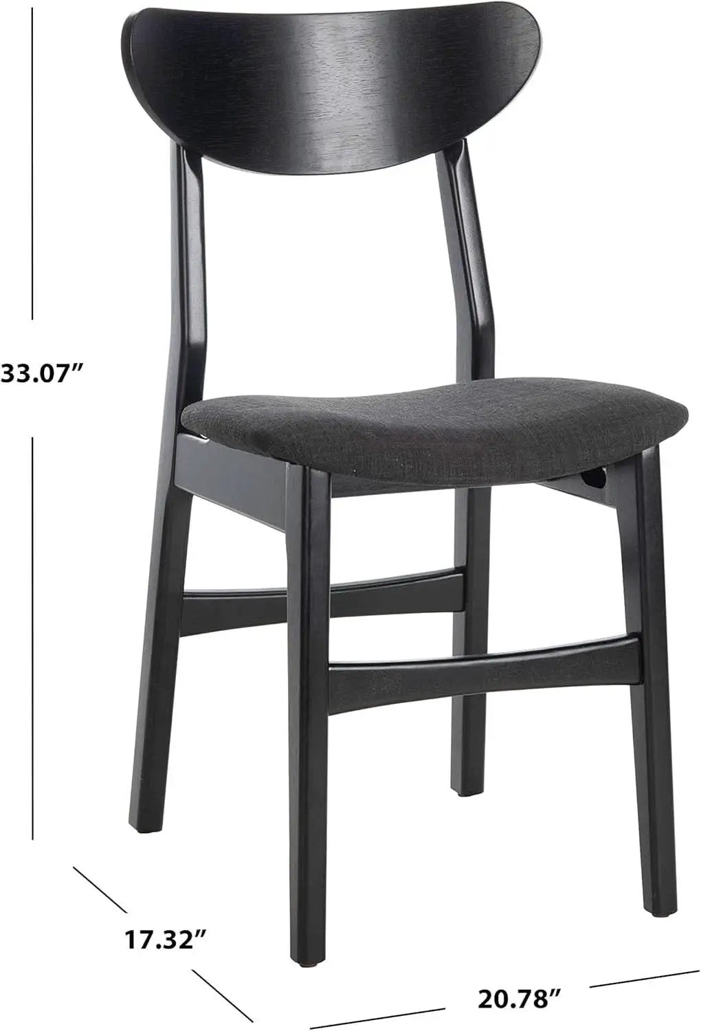 Home Lucca Retro Black Cushion Dining Chair Set Of 2 Wood from PriceLows™