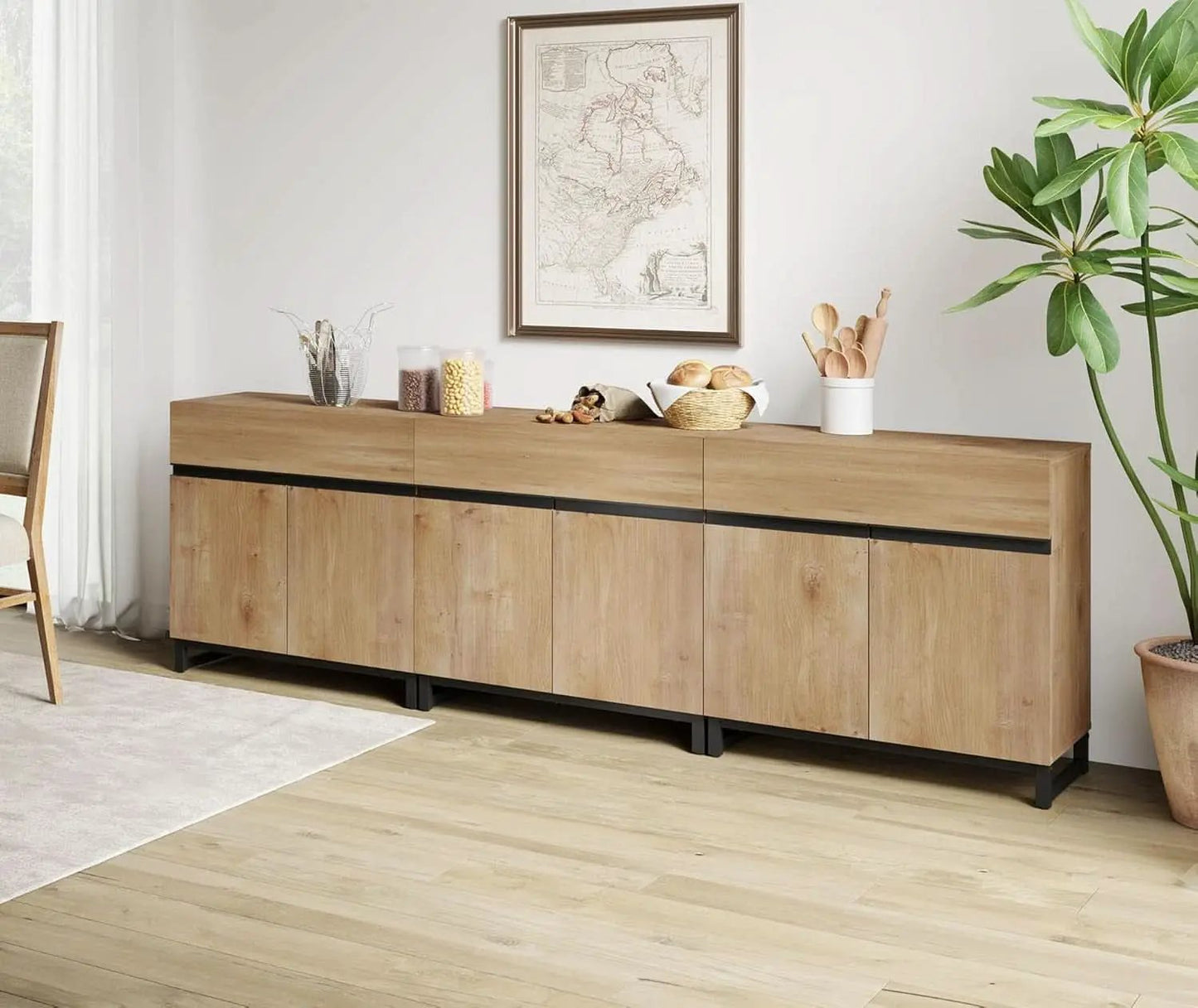 Oak 3 In 1 Modern Sideboard With Adjustable Shelf Unit from PriceLows™