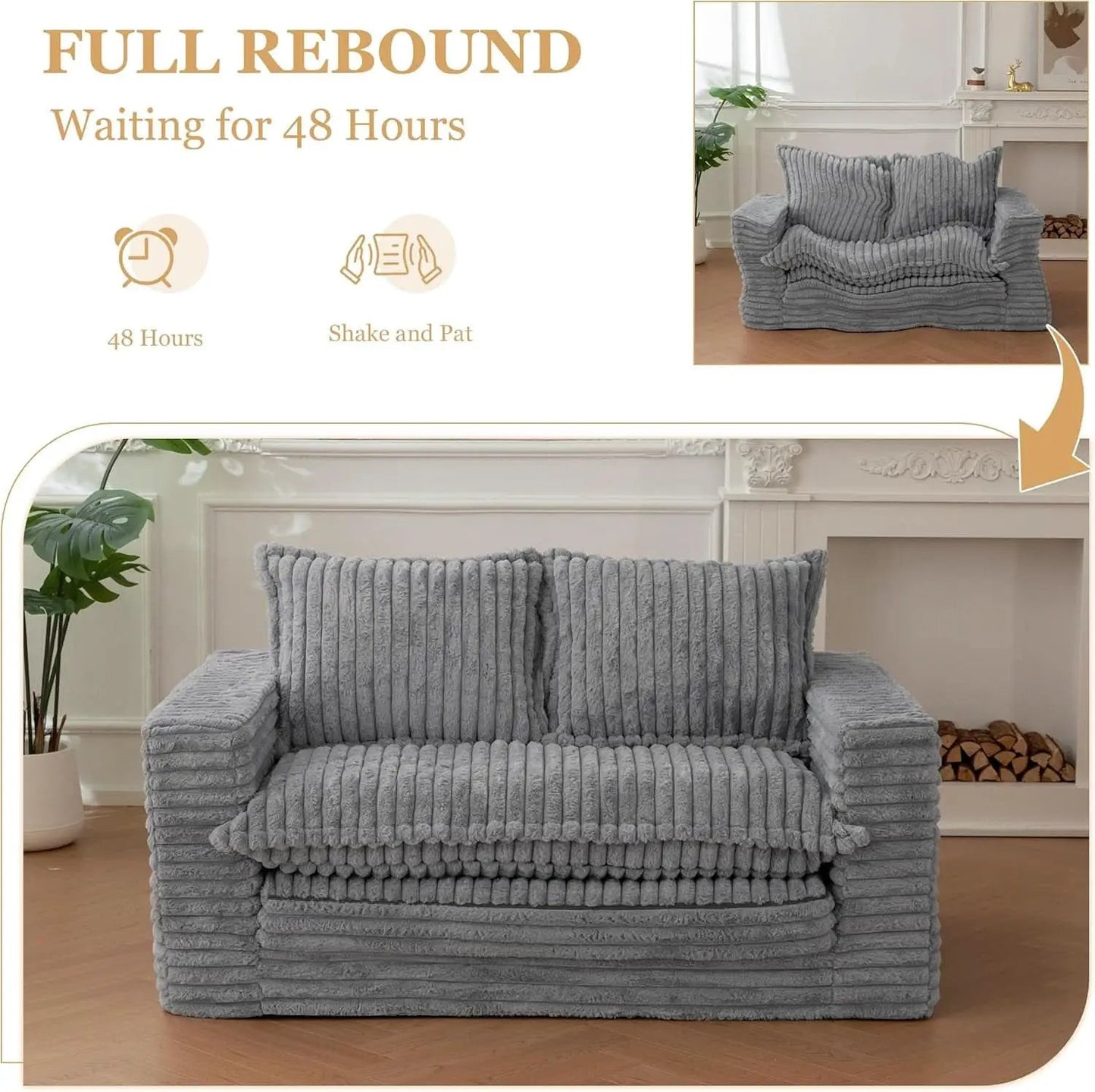 Dark Grey Interconvertible Sleeper Sofa Bed Cushions from PriceLows™
