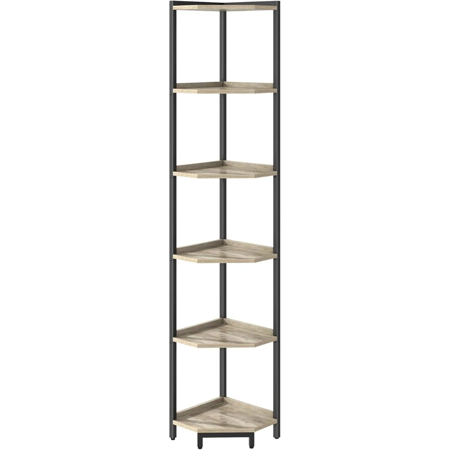 6-Tier Greige Corner Shelf Stand For Living Room And Office from PriceLows™