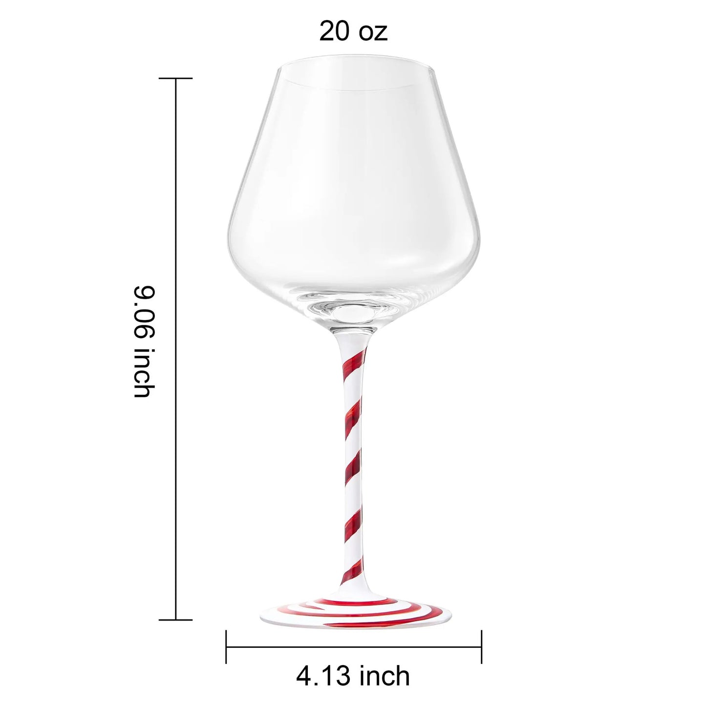 Khen Holiday Candy Cane Wine Glasses Set of 2 Santa Red White Striped from PriceLows™