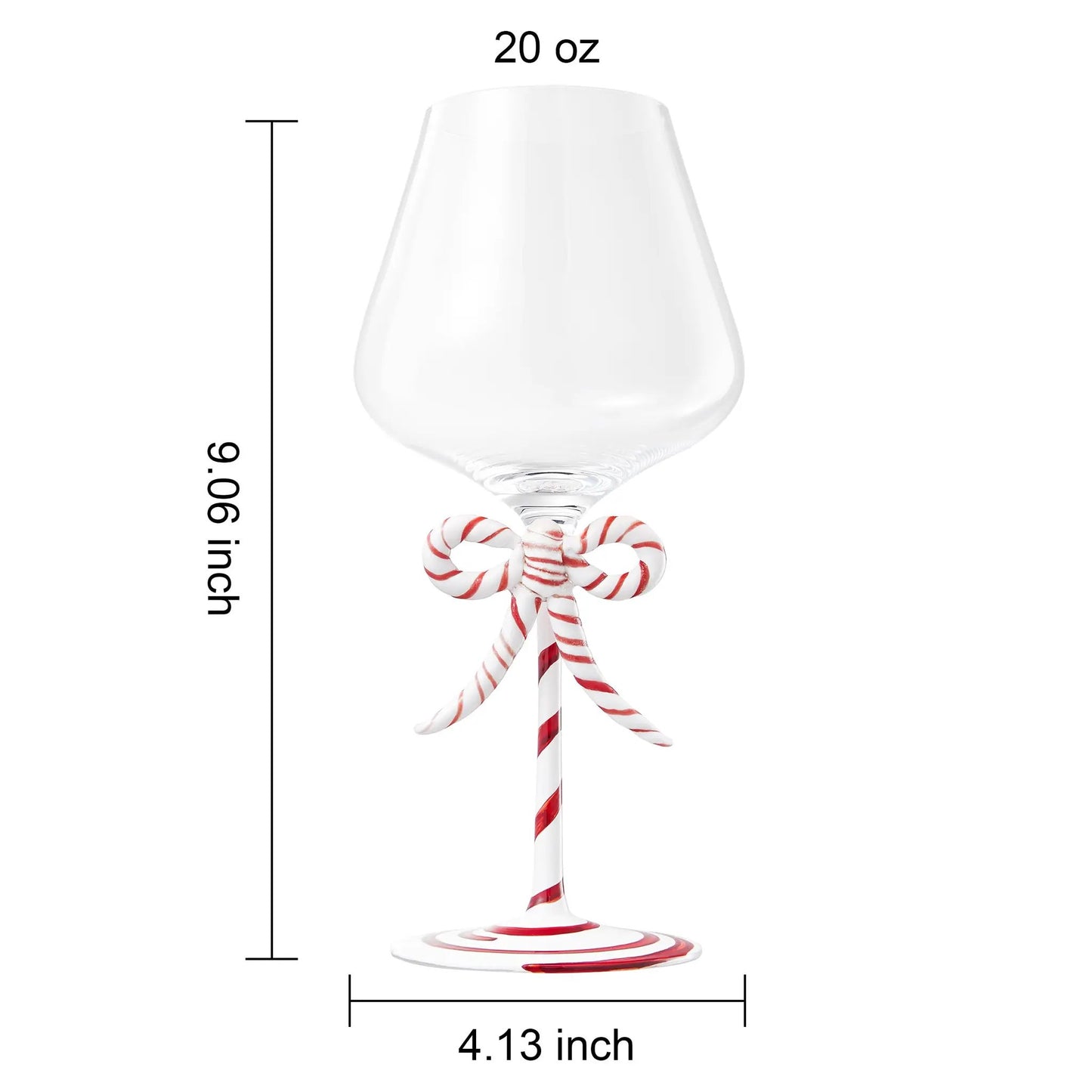 Khen Christmas Candy Cane Bow Wine Glasses - Set of 2 from PriceLows™