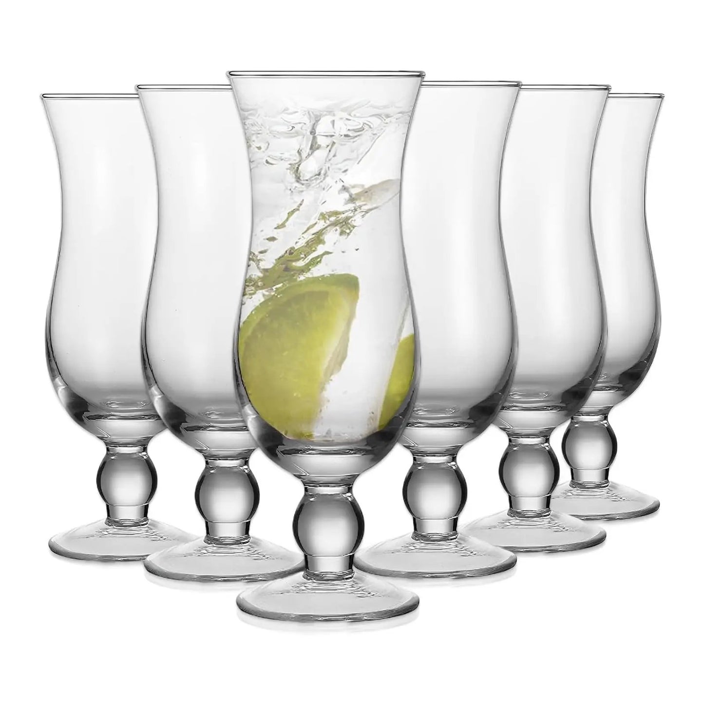 Hurricane Glassware Set of 6, Clear Glass Drinkware from PriceLows™